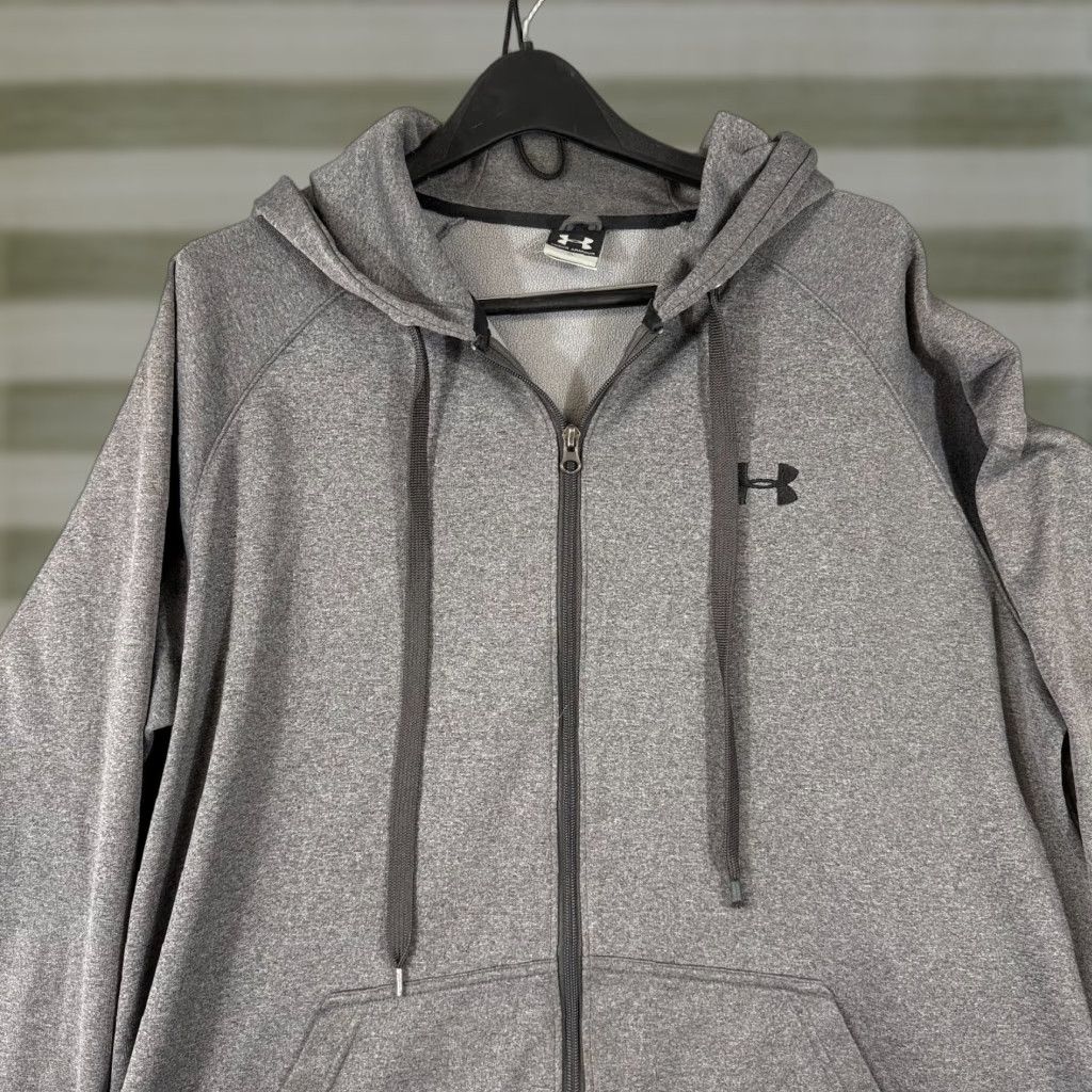 Under Armour Under Armour Sweatshirt Mens XL Gray Raglan Sleeve Full Zip Hooded Drawstring Size US XL / EU 56 / 4 - 1 Thumbnail
