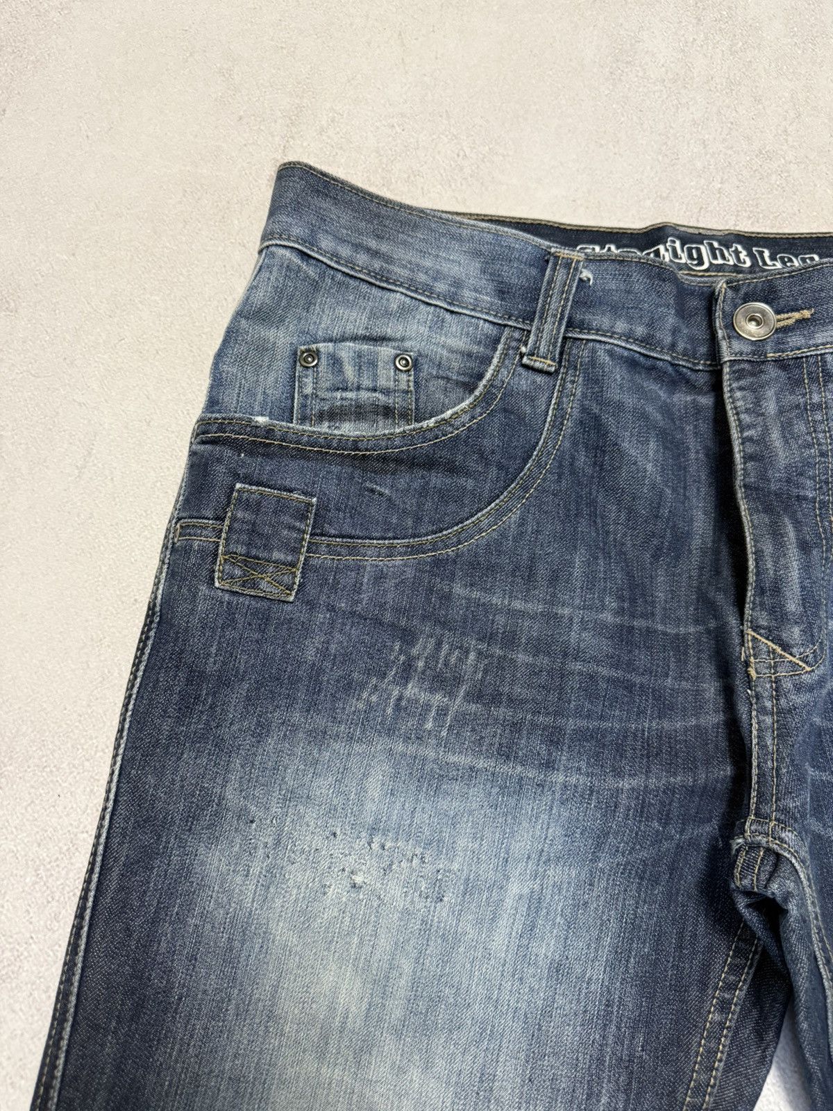 Japanese Brand SICK🚨 Japanese Straight Baggy Wash Denim Pants Y2K Rap 90s Size US 36 / EU 52 - 8 Thumbnail