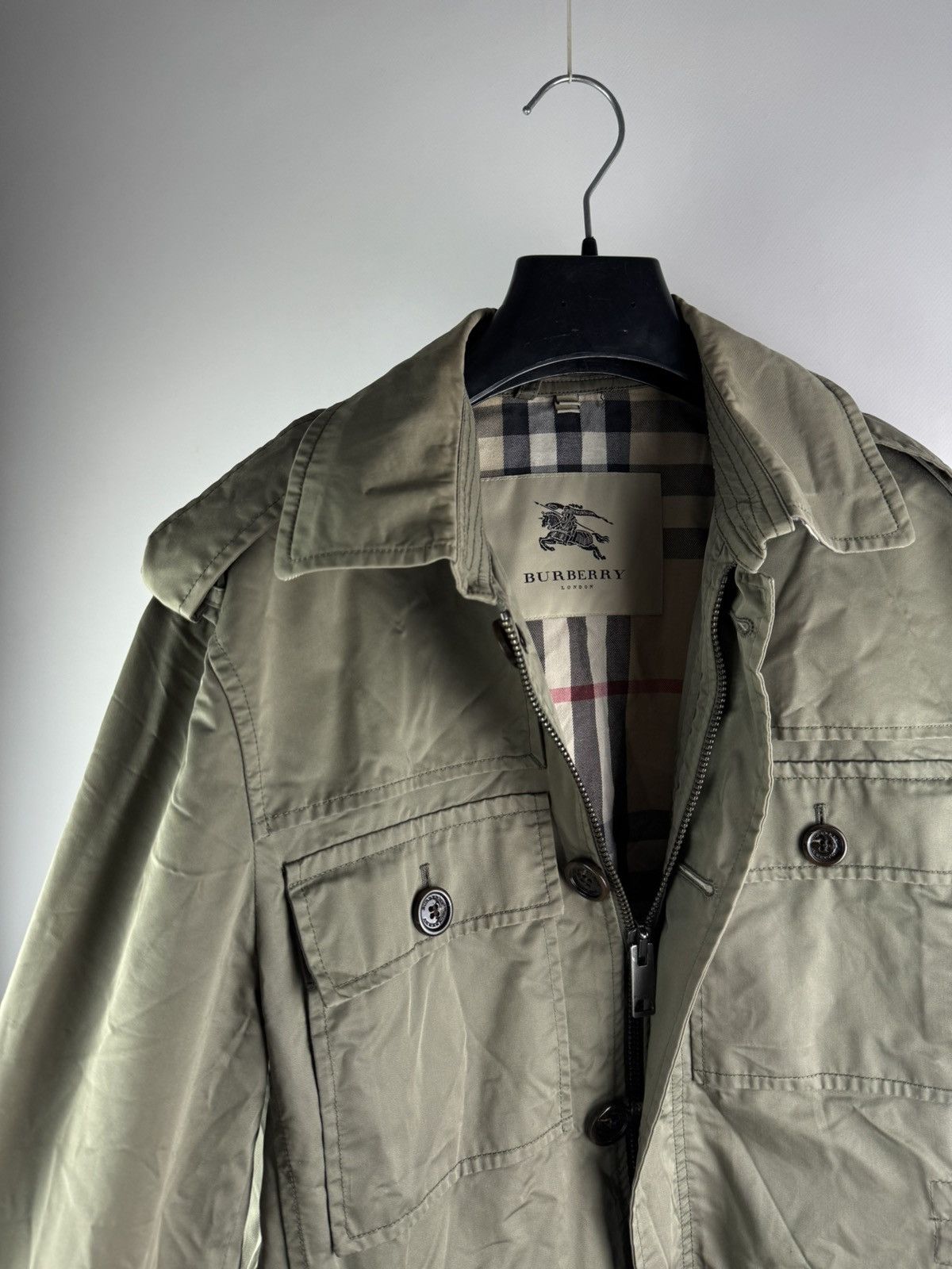 Burberry Vintage 00s Burberry Nova Check Zipper Military Jacket Size US M / EU 48-50 / 2 - 1 Thumbnail