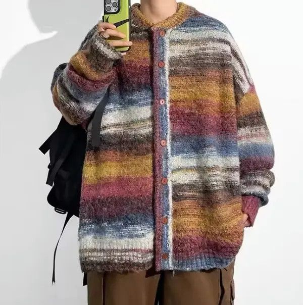 Japanese Brand Kitayama x Miku Striped Sweater Casual Cardigan Size US L / EU 52-54 / 3 - 3 Thumbnail