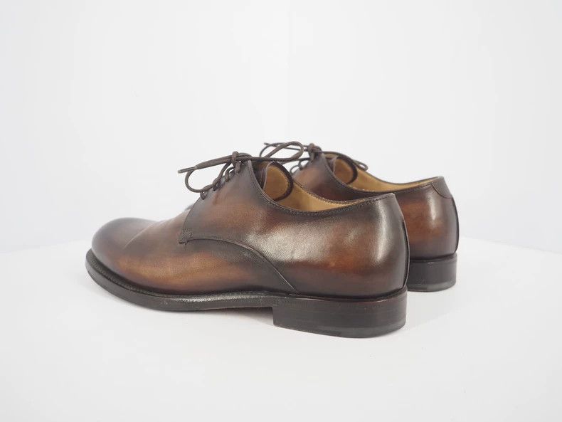 Berluti BerlutiDark brown scrub-colored Derby leather shoes 2503-Ne Size US 7.5 / EU 40-41 - 2 Thumbnail