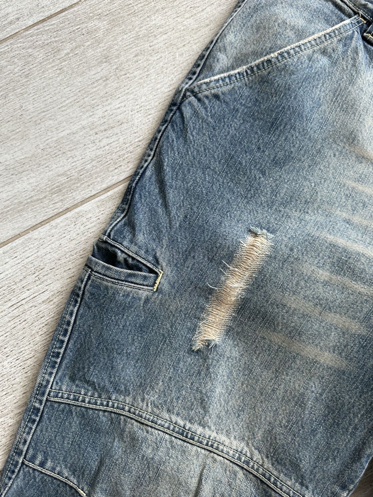 Other Vintage Y2K Clockhouse Mud Wash Denim Biker Jeans Baggy Fit Size US 36 / EU 52 - 4 Thumbnail