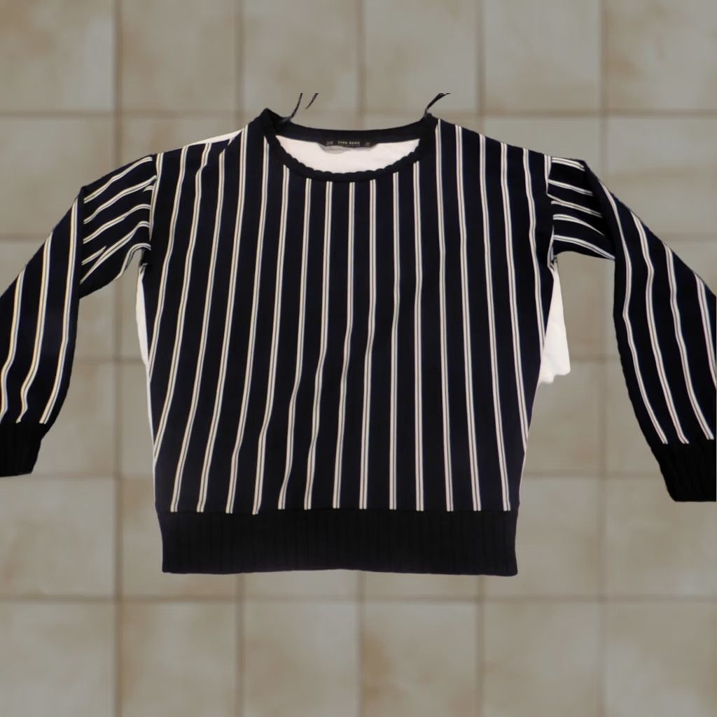 Zara Zara Blouse XS Blue Striped Crew Neck Pullover Shirt Womens Vintage: No Size XS / US 0-2 / IT 36-38 - 1 Thumbnail