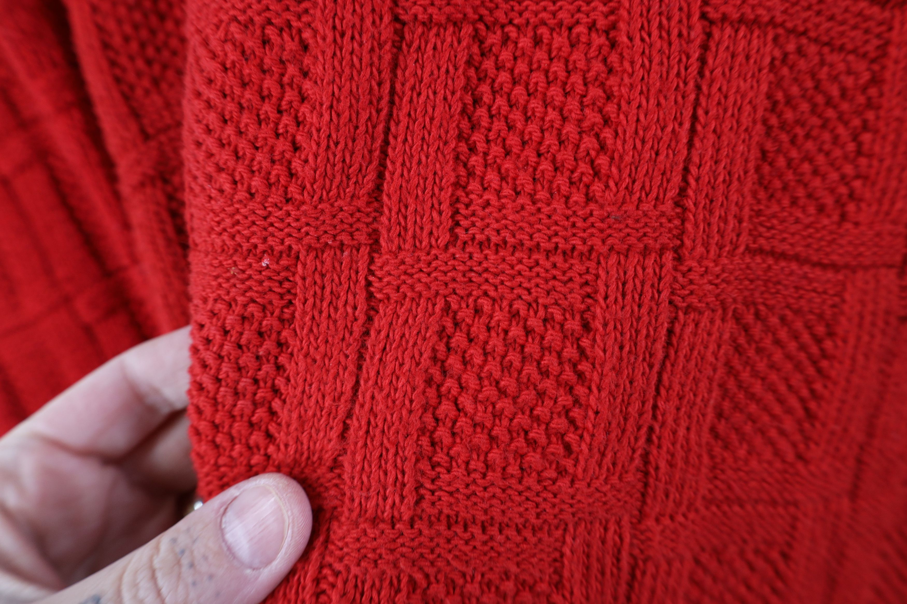 Vintage Vintage 90s Streetwear Cotton Weave Knit Sweater Red USA Size US XL / EU 56 / 4 - 4 Thumbnail