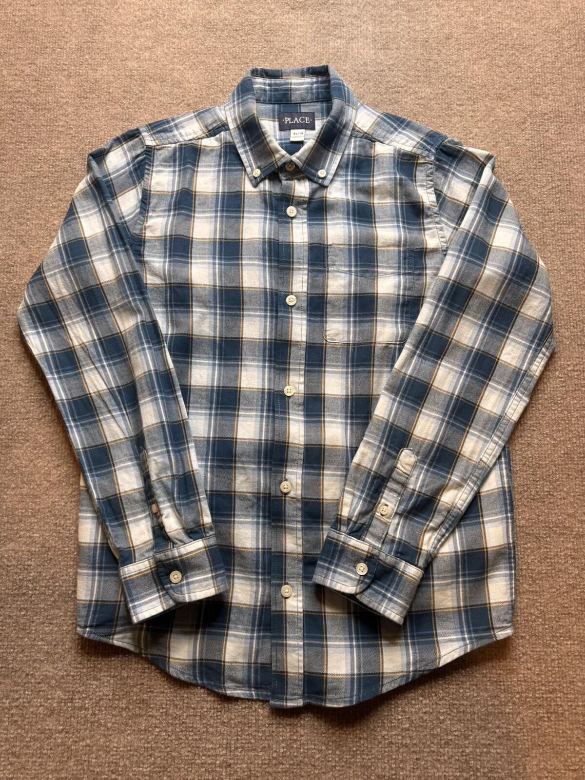 Other Children’s Place Boy's Button Down Blue Plaid XL 14 [722] Size US XL / EU 56 / 4 - 2 Thumbnail