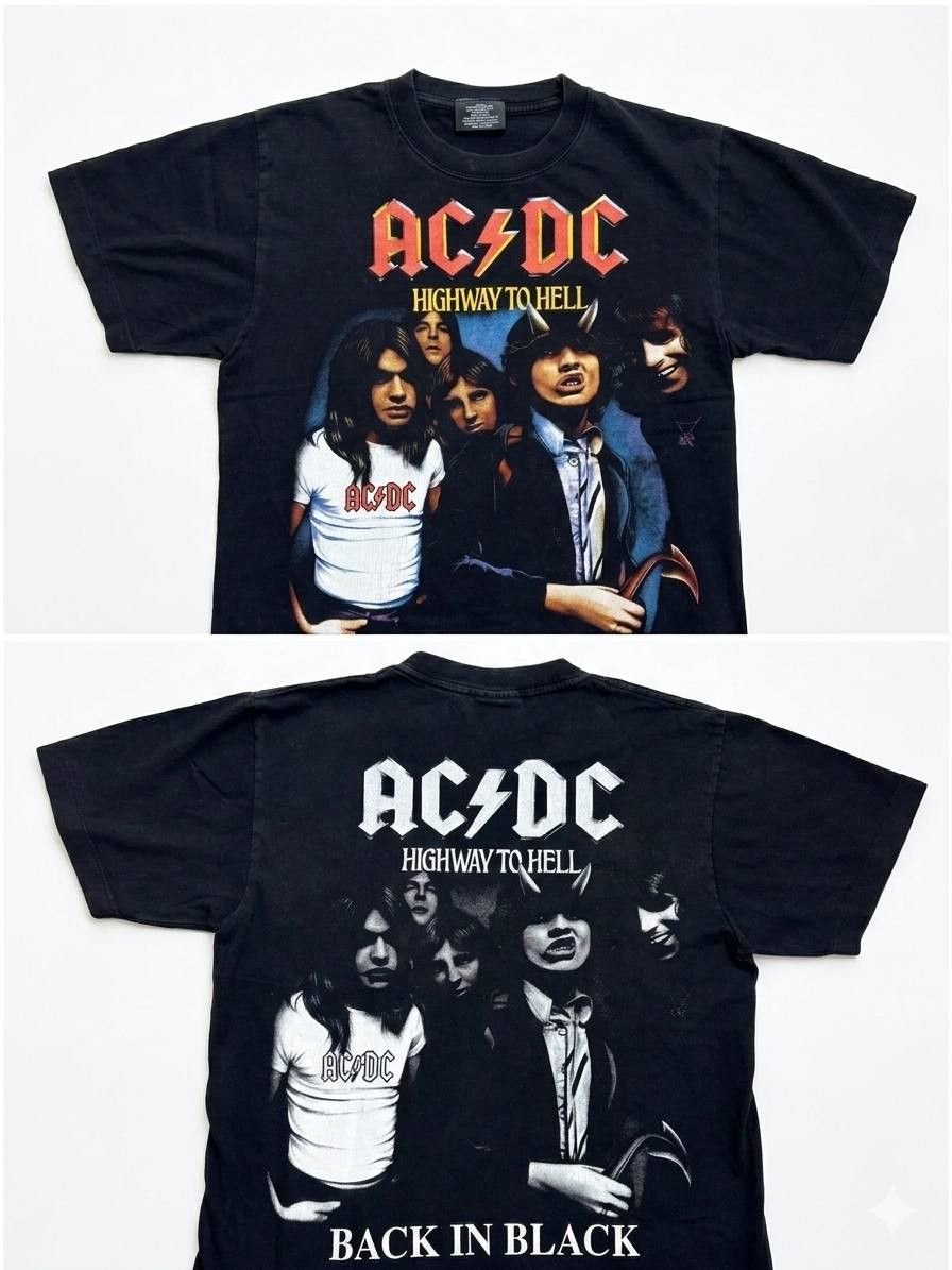Vintage Vintage AC/DC "Highway To Hell / Back In Black" Double Size US M / EU 48-50 / 2 - 1 Thumbnail