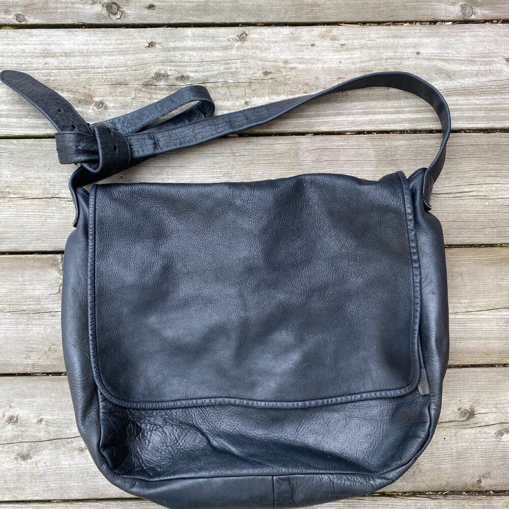 M0851 × Vintage Vintage 90s M0851 Genuine Leather Handbag Purse Black Size ONE SIZE - 3 Thumbnail