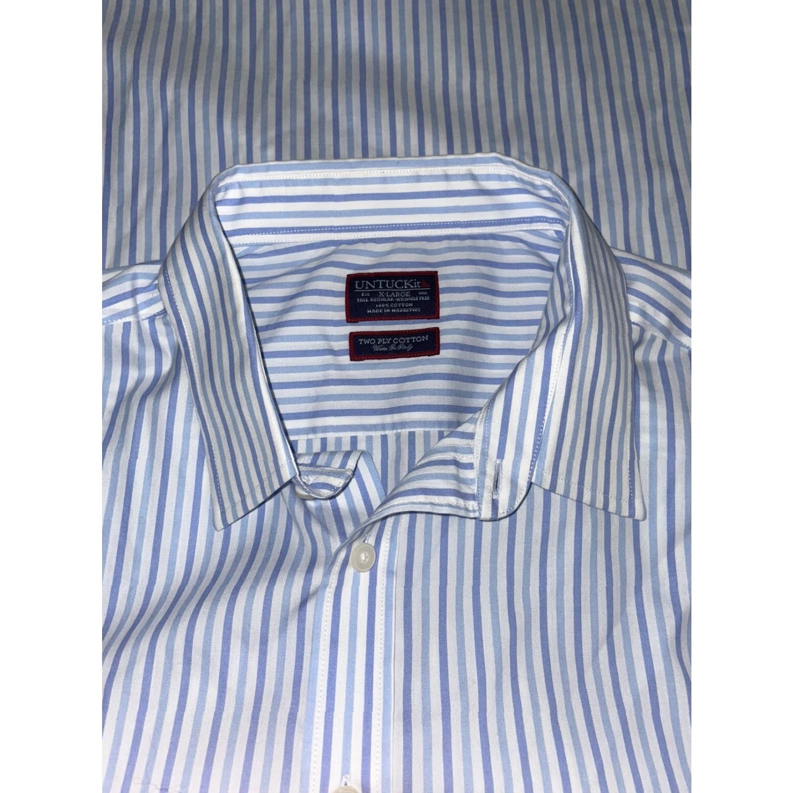UNTUCKit UNTUCKit Two-Ply Cotton Light Blue Long Sleeve Button Down Shirt Mens XL Size US XL / EU 56 / 4 - 6 Thumbnail