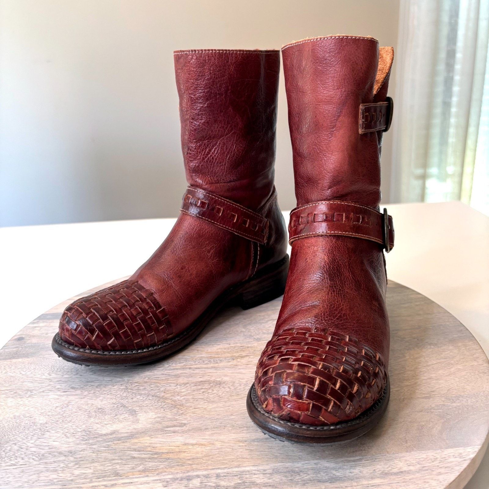 Bed Stu Bed Stu Ashwell Women's Red Buckles Leather Boots Size 6.5 Size US 6.5 / IT 36.5 - 1 Thumbnail