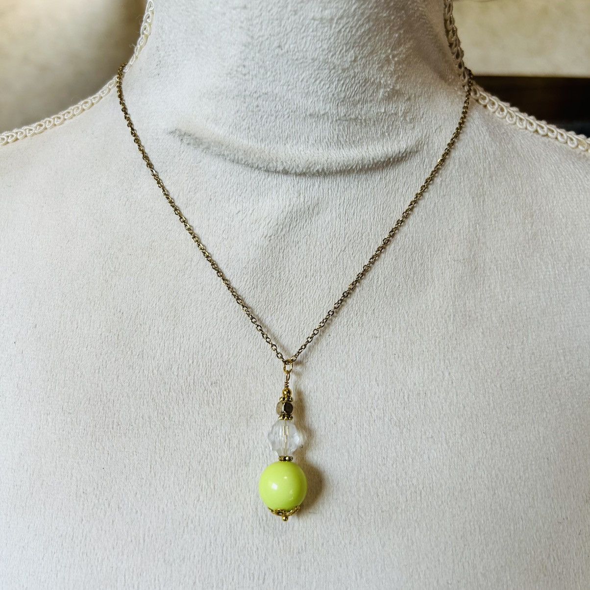 Handmade Handcrafted vintage bead faceted glass crystal drop necklace Size ONE SIZE - 3 Thumbnail