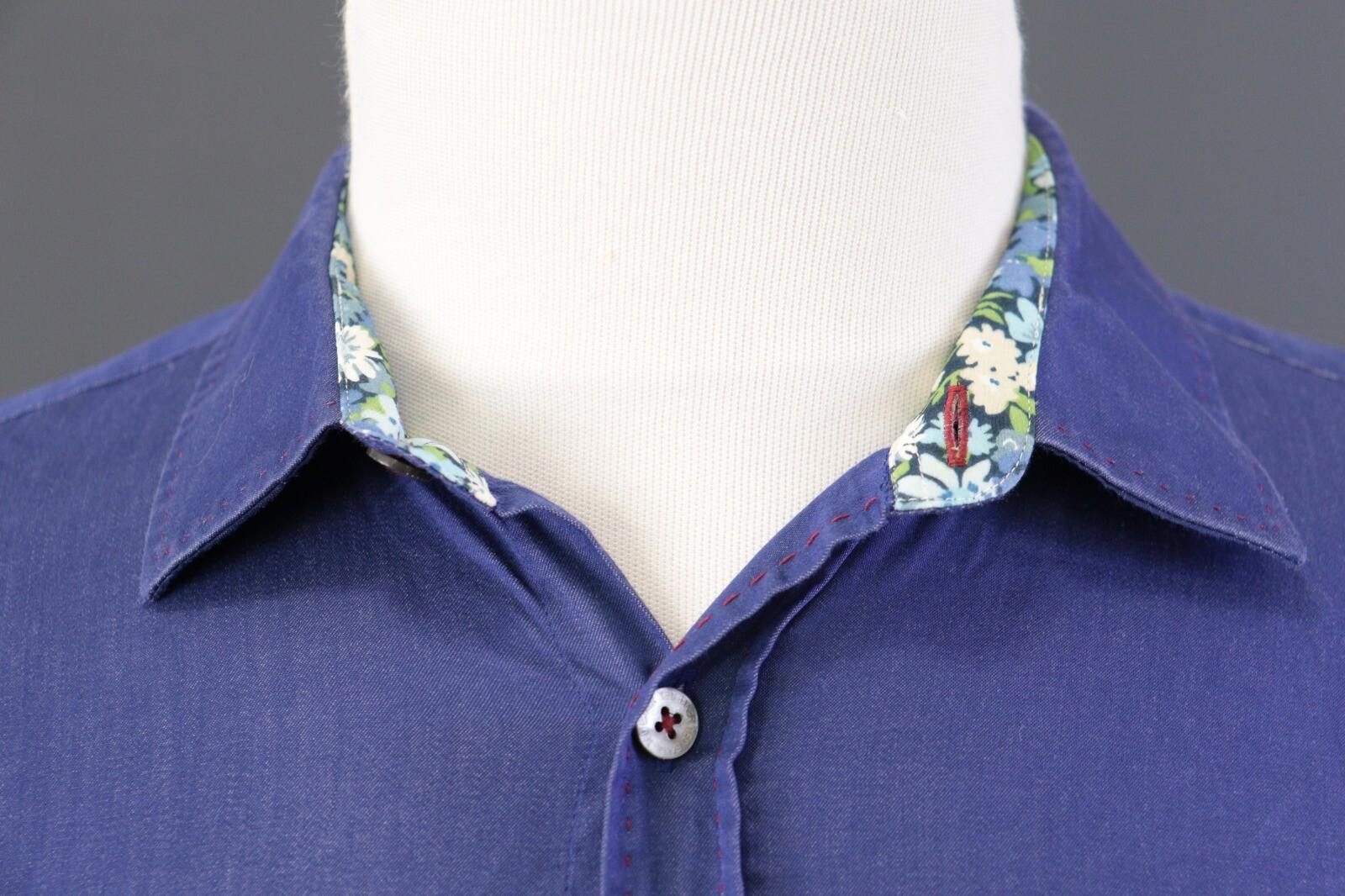 Ted Baker Ted Baker London Blue Floral Collar Dress Shirt Size 3 Size US M / EU 48-50 / 2 - 4 Thumbnail