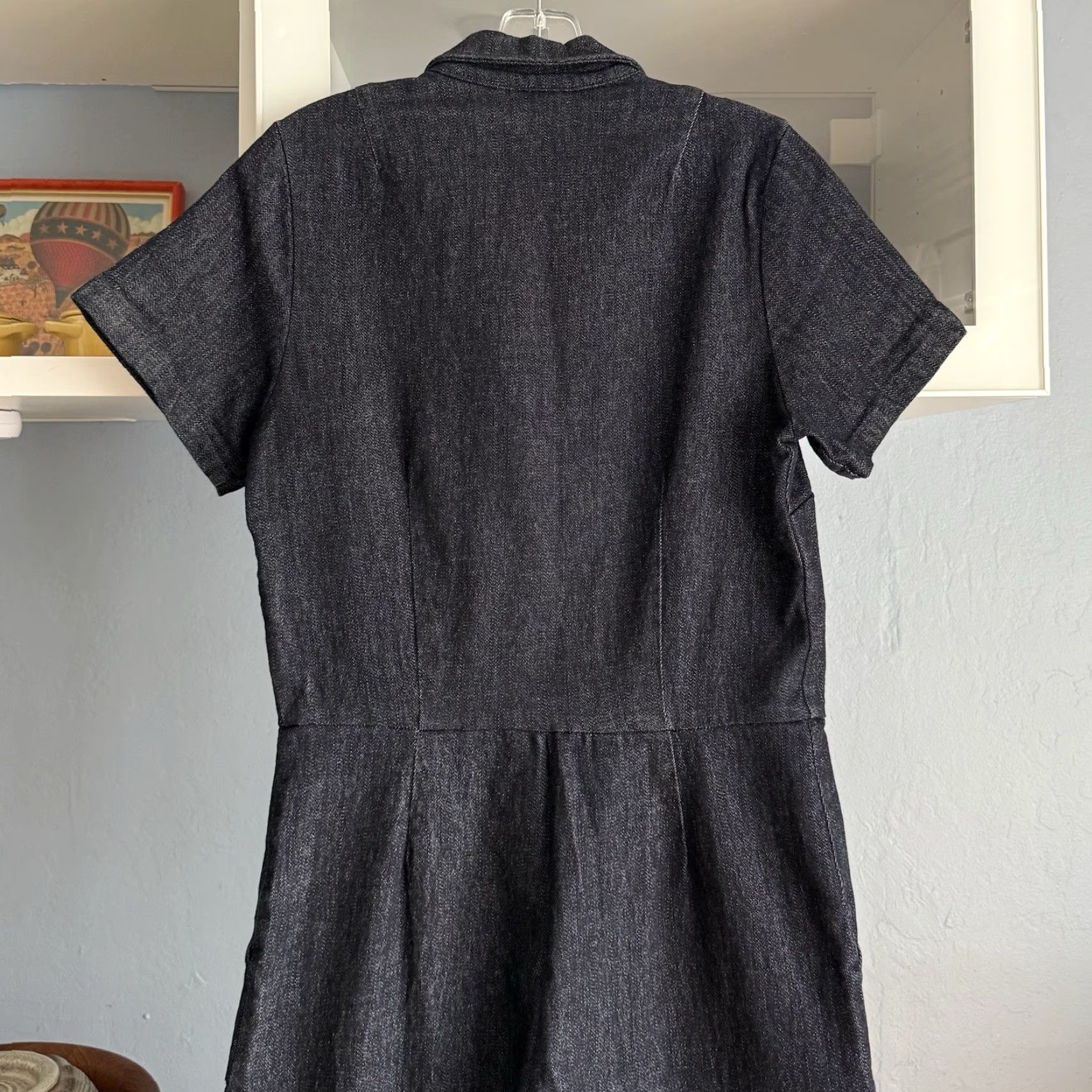 Denime VINTAGE Billie Jo Retro Denim Jumpsuit One-Piece Slim Zipped Capri Pockets USA Sz L Size 36" / US 14 / IT 50 - 4 Thumbnail