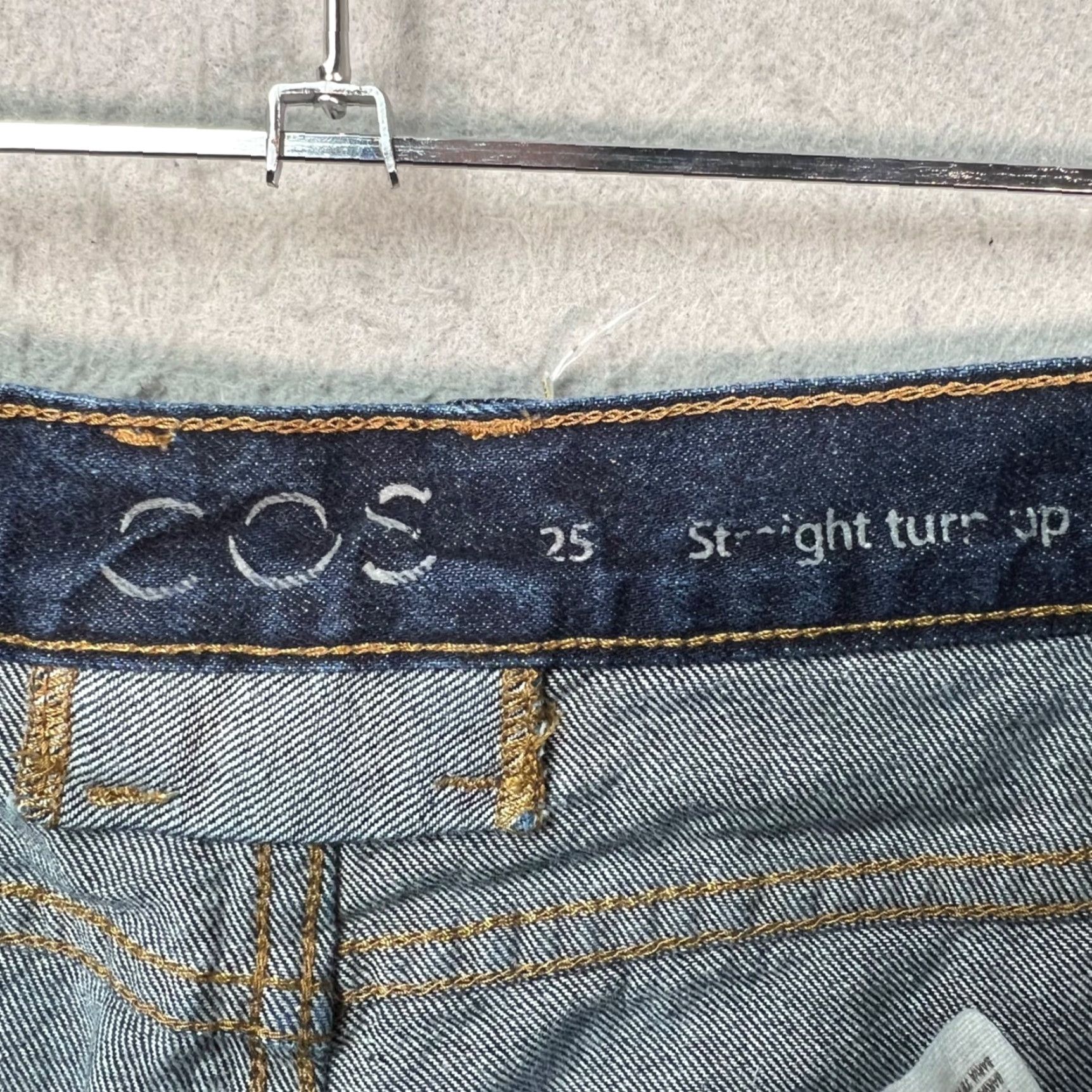 Cos COS Jeans Women 25 Straight Turn Up Denim 5-Pocket 100% Cotton Blue Adult Womens 25 Inseam 31 High Rise Vintage No Size 42" / US 20 - 3 Thumbnail
