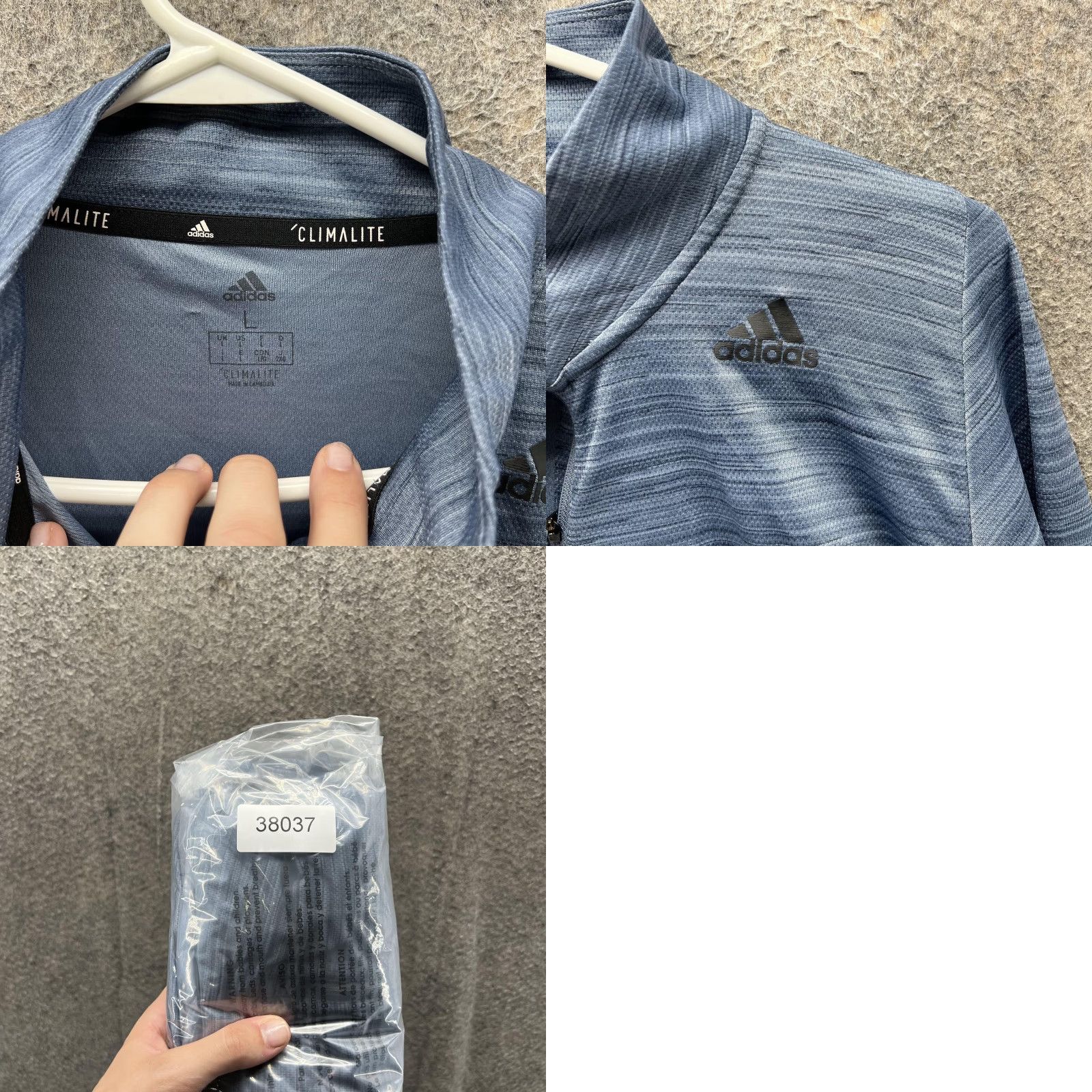 Adidas Adidas Sweatshirt Mens Large Blue Climalite Quarter Zip Pullover Athletic Golf Size US L / EU 52-54 / 3 - 8 Thumbnail
