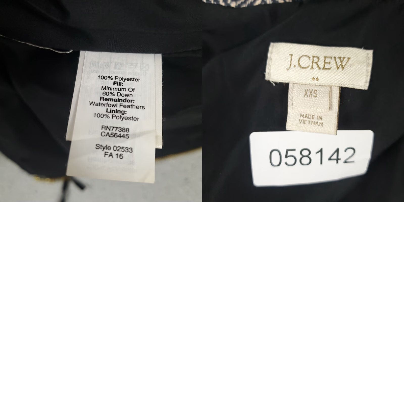 J.Crew J.CREW Vest Womens Size XXS Beige Black Herringbone Quilted Puffer Full Zip Up Size XXS / US 00 / IT 34 - 8 Thumbnail