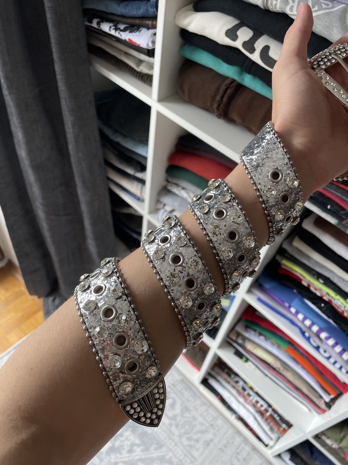 Japanese Brand Vintage Silver Belt Rhinestones Avant Garde Y2K Japanese Size ONE SIZE - 2 Thumbnail