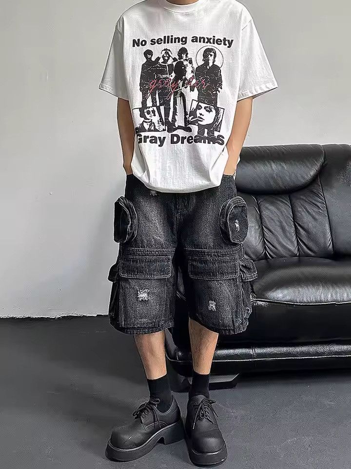 Other Cargo Punk Baggy Streetwear Denim Y2K Shorts Jorts Size US 30 / EU 46 - 6 Thumbnail