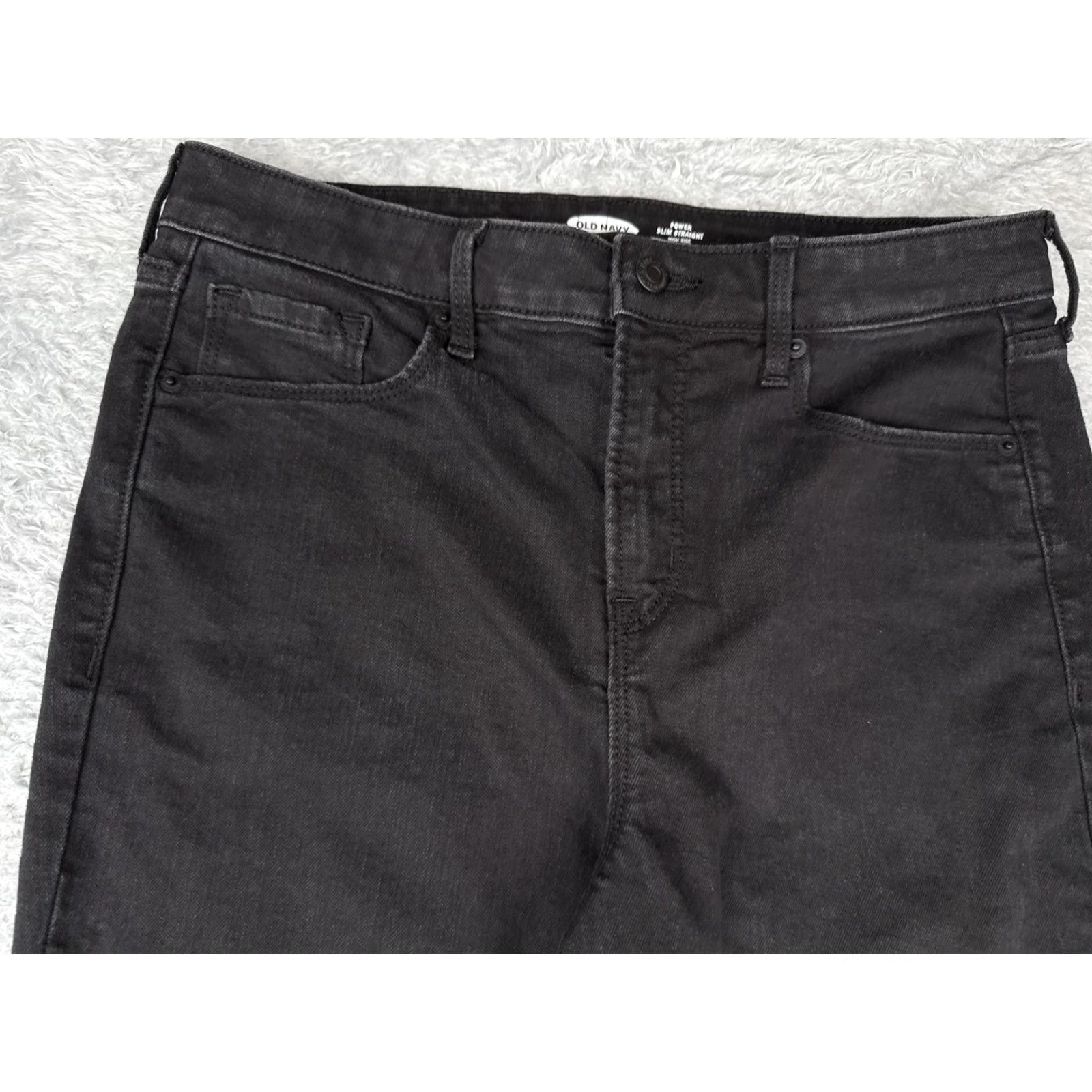 Old Navy Old Navy Jeans Womens 12 Tall Power Slim Straight High Rise Black Denim Straight 5-Pocket Zip Frayed Hem Women 12 Tall XS? Size 34" / US 12 / IT 48 - 4 Thumbnail