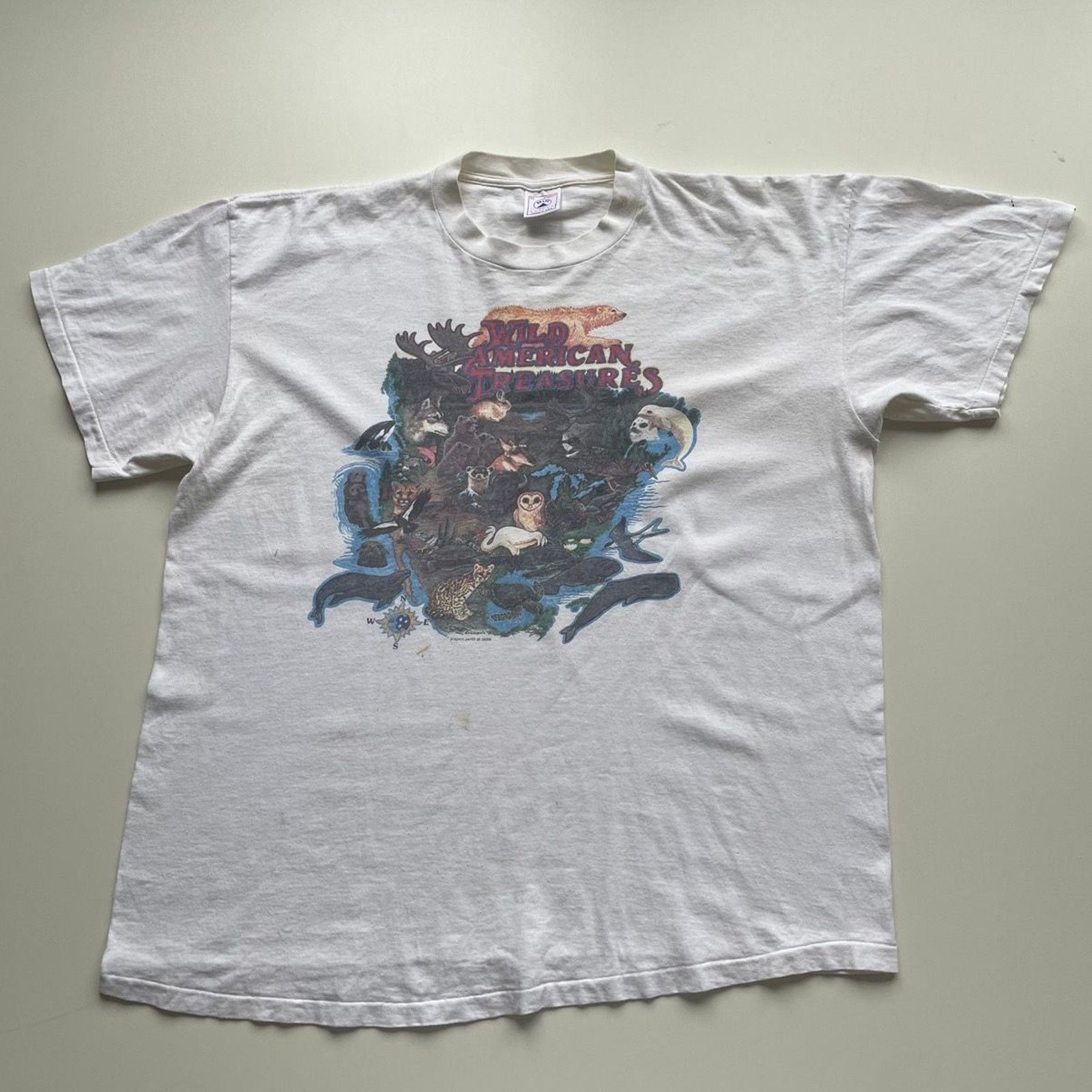 Delta Vintage 90s Wildlife Animal Art T Shirt XL Made In USA Rare Size US XL / EU 56 / 4 - 1 Thumbnail