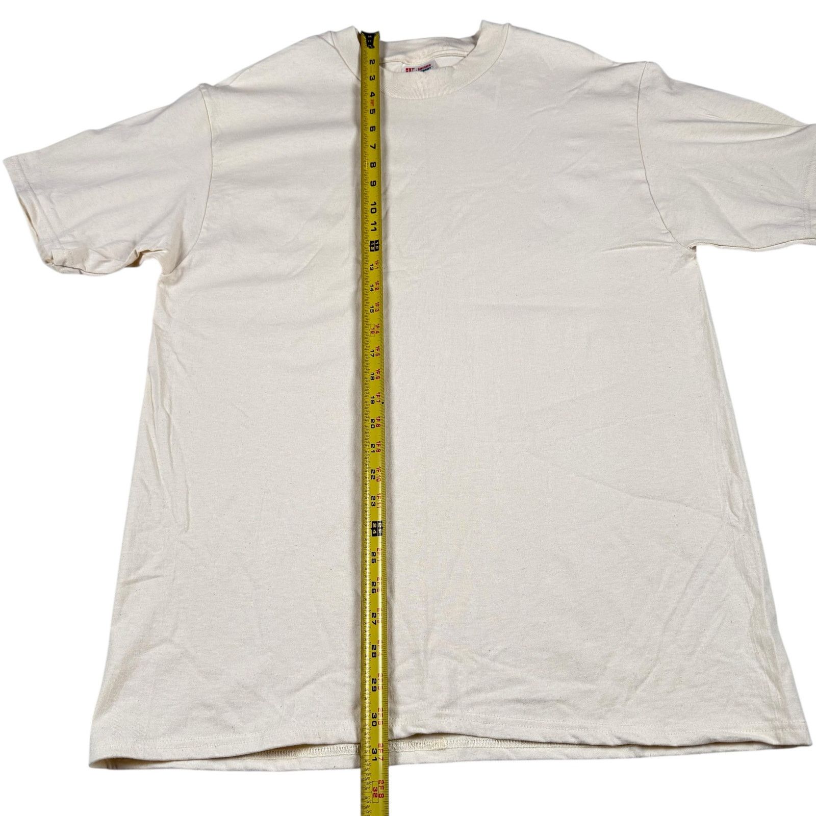 Hanes × Vintage Vintage 90s Hanes Blank Cream T-shirt L Deadstock Size US L / EU 52-54 / 3 - 4 Thumbnail