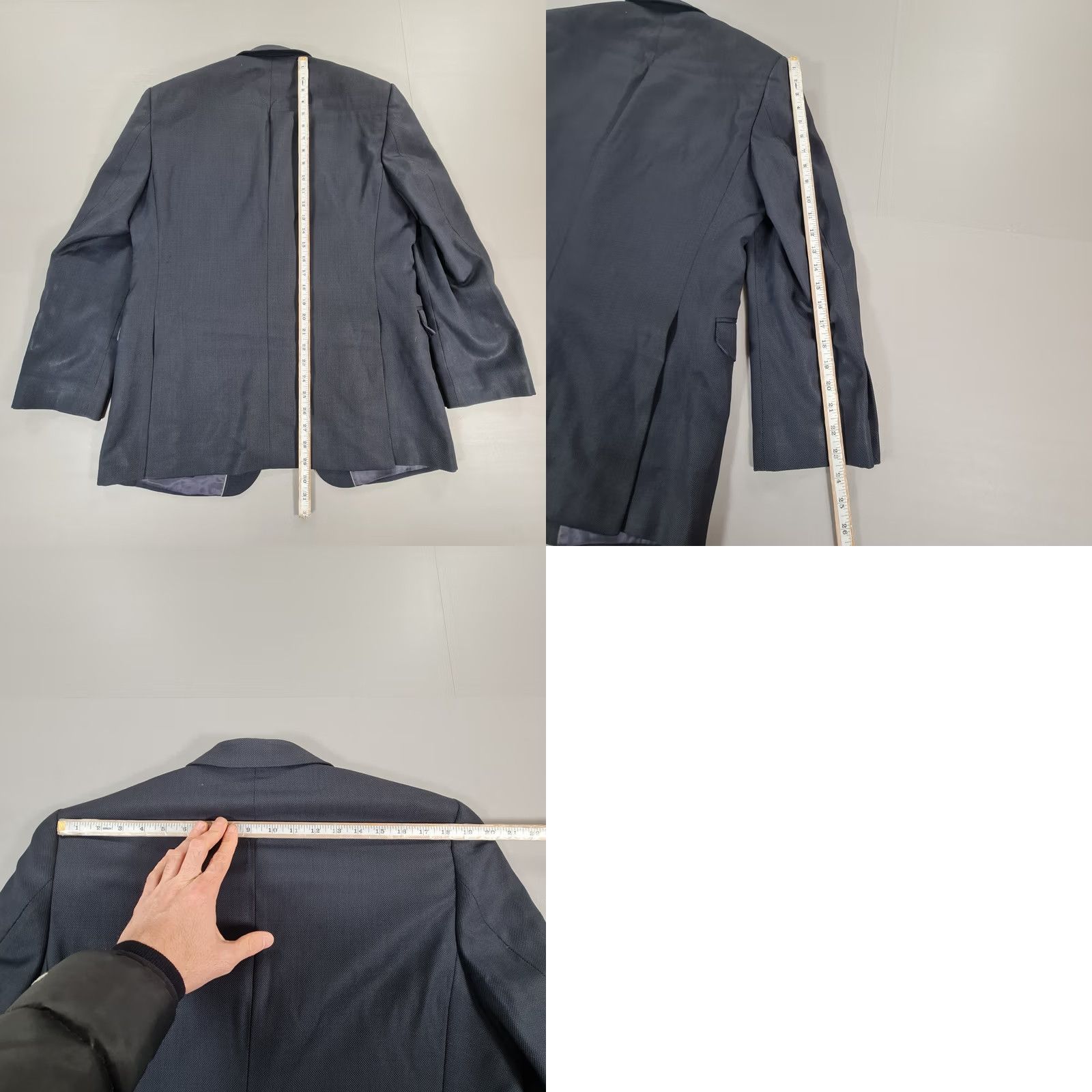 Vintage John Lewis Mens Navy Blue Suit Jacket 40 Short 100% Wool Blazer Classic Fit Size 40R - 8 Thumbnail