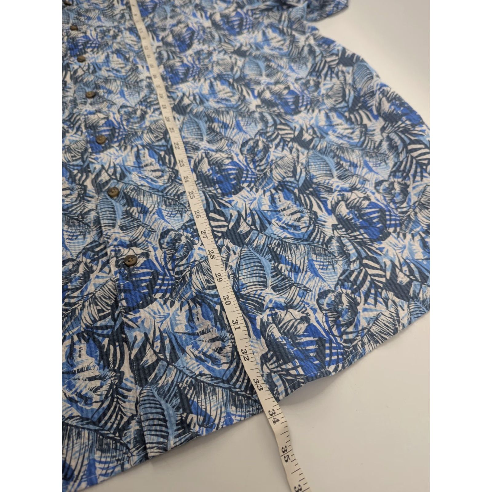 Vintage Oak Hill Shirt Mens 2XL Blue Palm Tree Seersucker Button Short Sleeve Size US XXL / EU 58 / 5 - 4 Thumbnail