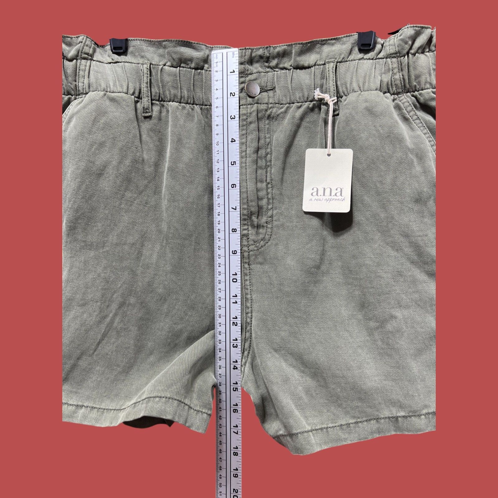 Other A.N.A - Women's High-Rise Linen Chino Short - Olive Green - Size 36" / US 14 / IT 50 - 7 Thumbnail