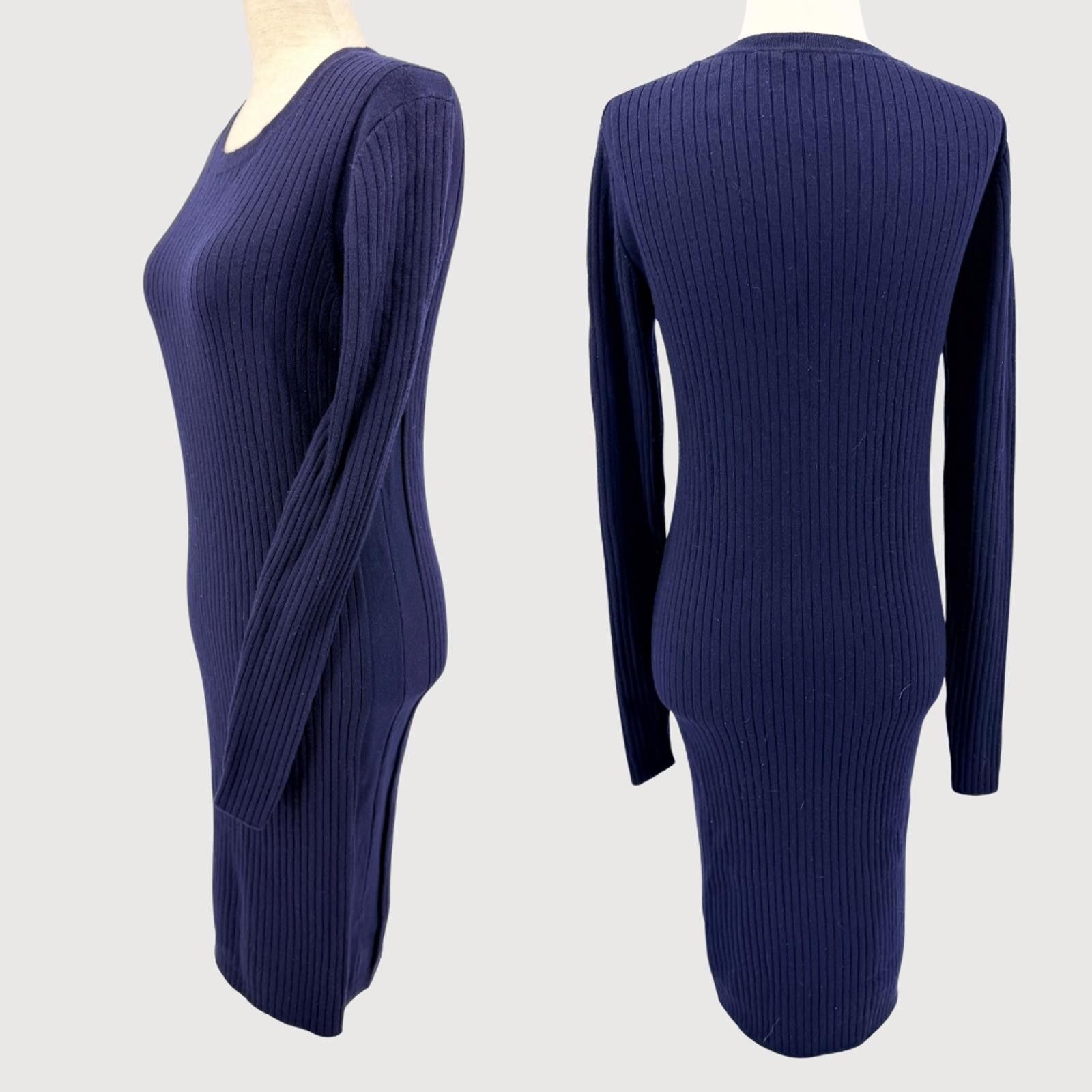 Everlane Ribbed Wool Sweater Dress Navy Long Sleeve M