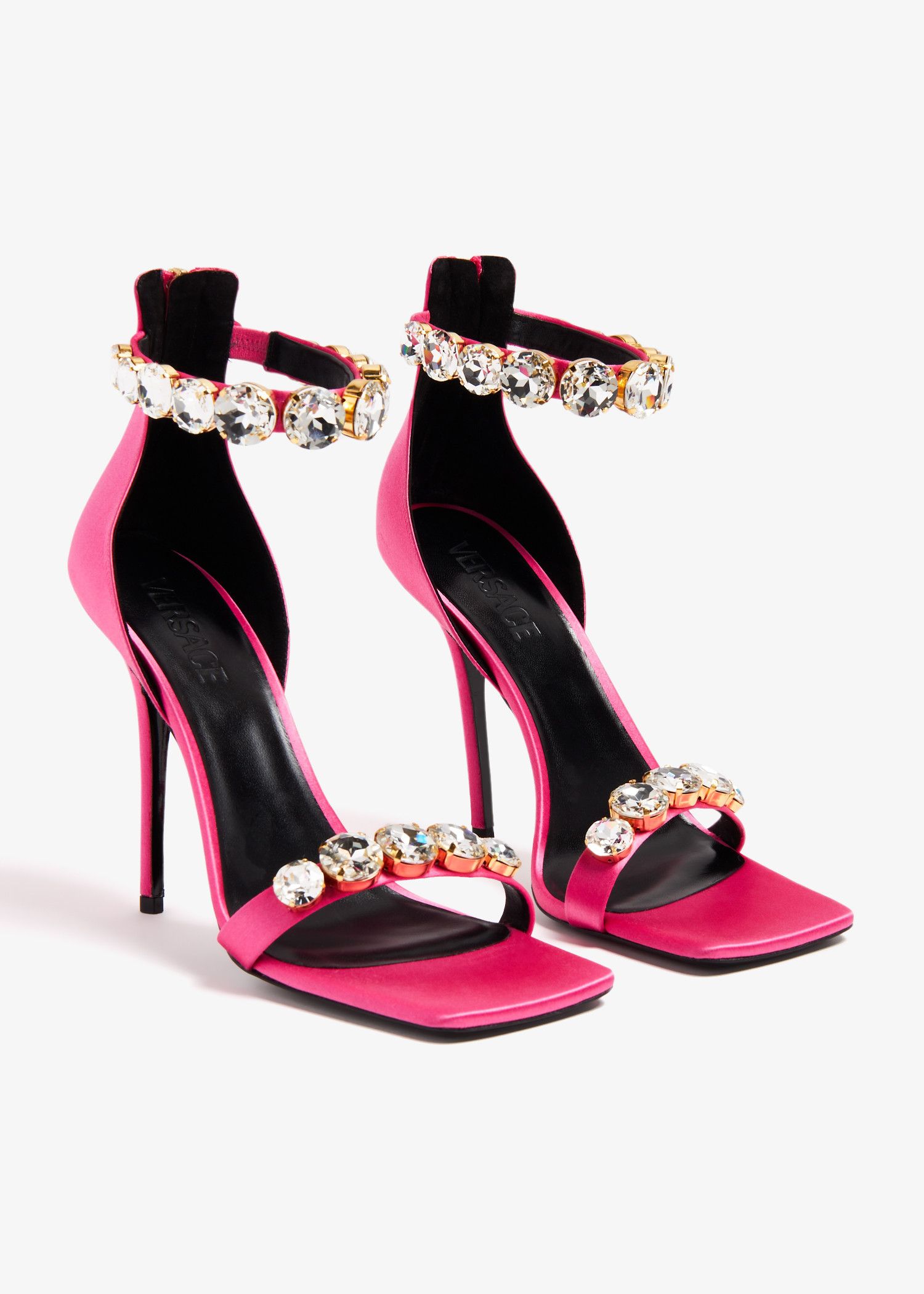 Versace o1s22i1n1024 Crystals Satin Sandals in Pink Size US 9 / IT 39 - 5 Thumbnail