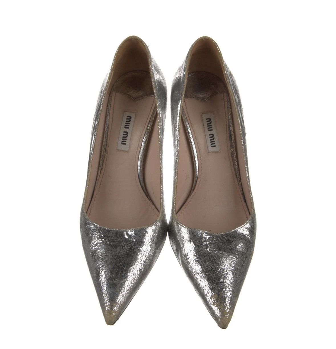 Miu Miu vintage MIU MIU metallic silver leather pumps Size US 7 / IT 37 - 3 Thumbnail
