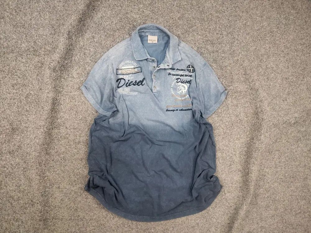Diesel Vintage Y2K Diesel Overprint Gradient Logo Polo T shirt Size US XL / EU 56 / 4 - 1 Thumbnail