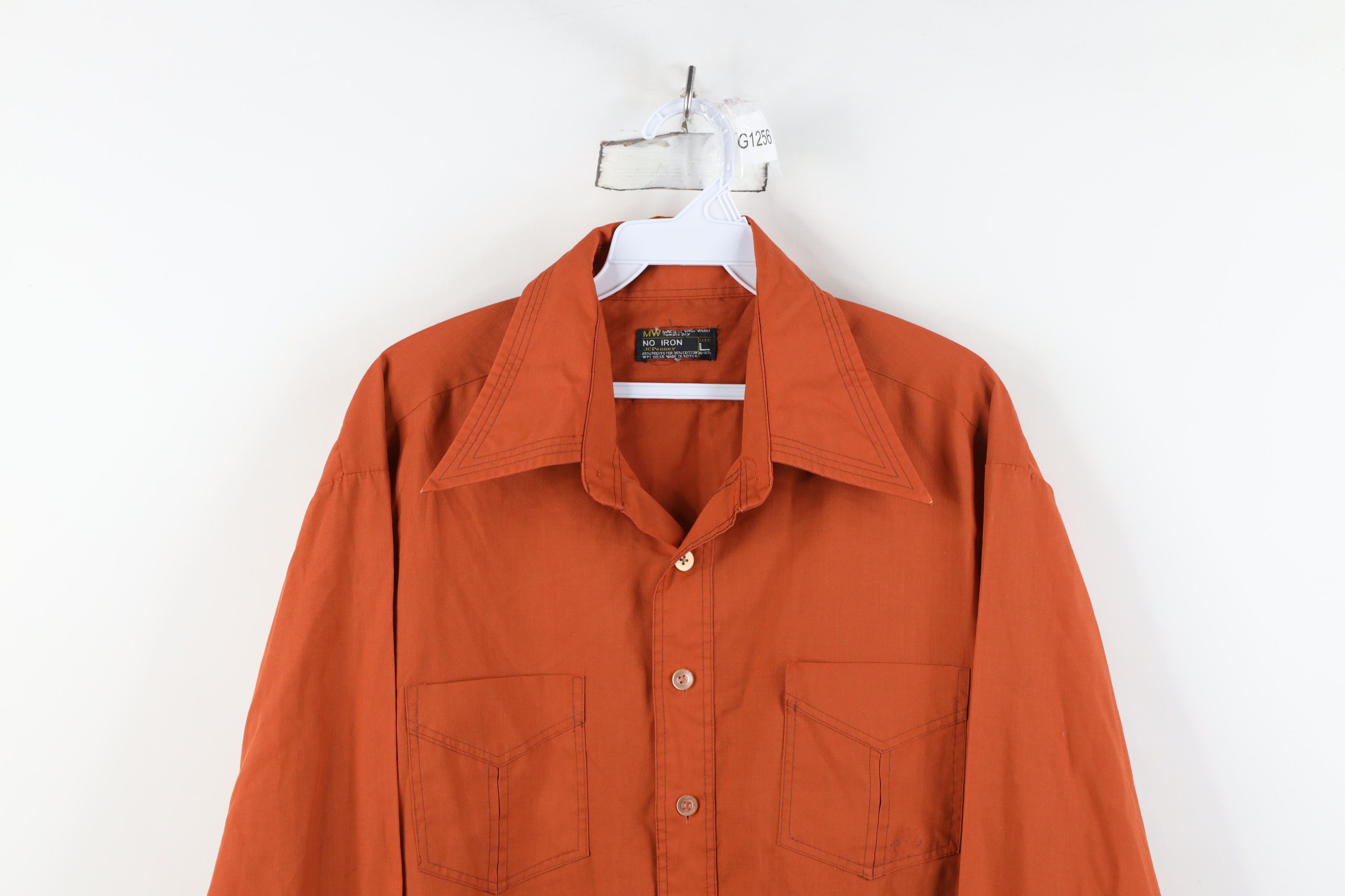 Vintage Vintage 70s Streetwear Thrashed Collared Button Shirt Orange Size US L / EU 52-54 / 3 - 2 Thumbnail