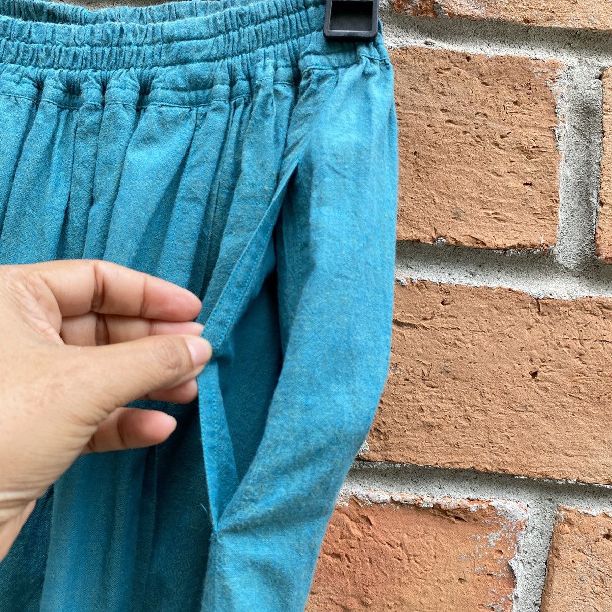 Issey Miyake Plantation Teal Cotton Midi Skirt Size 25" / US 0 / IT 36 - 9 Thumbnail