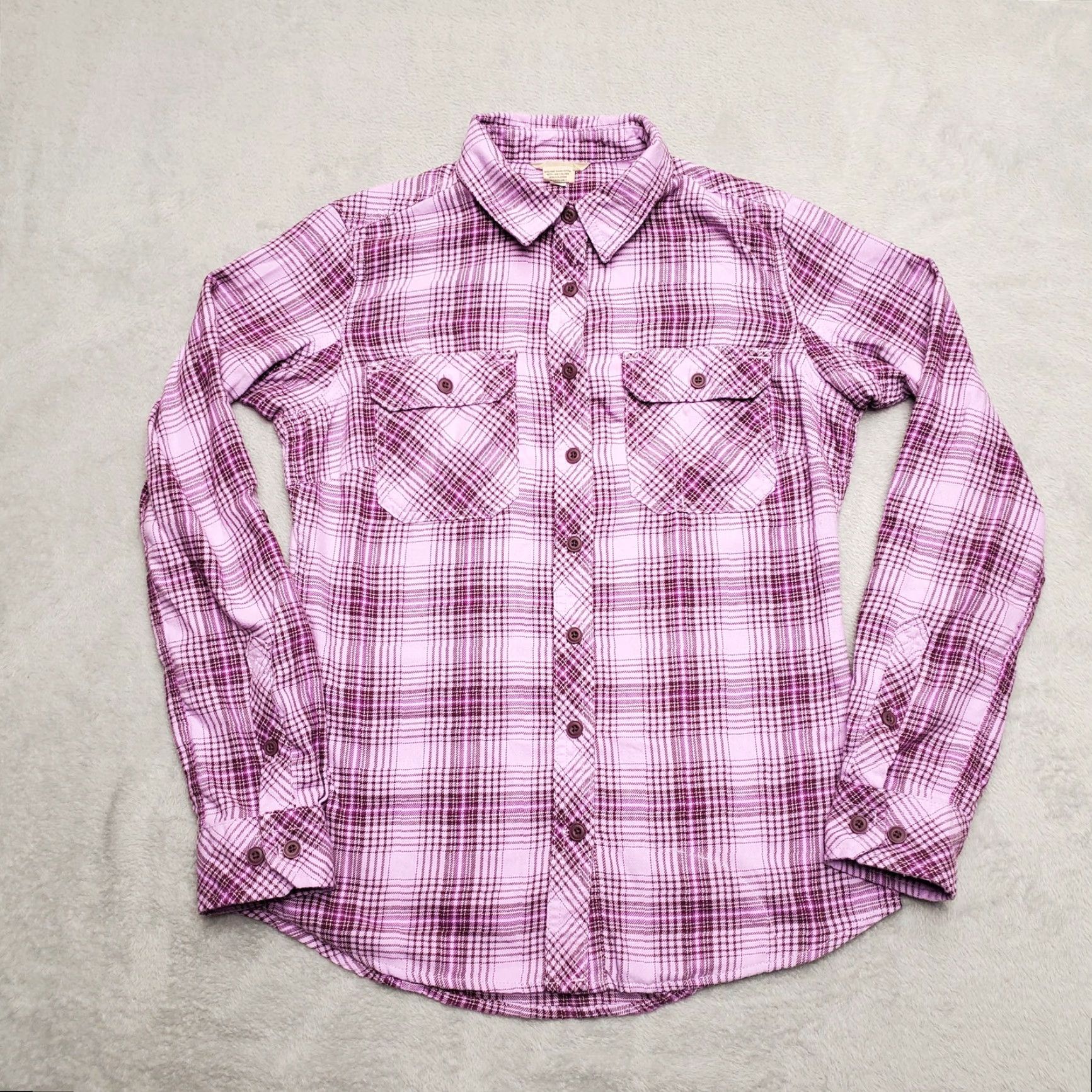 Pinko Duluth Trading Shirt Womens XS Pink Plaid Flannel Outdoors Cabin Hike Button-Up Casual Classic Cotton Blend Size XS / US 0-2 / IT 36-38 - 2 Thumbnail