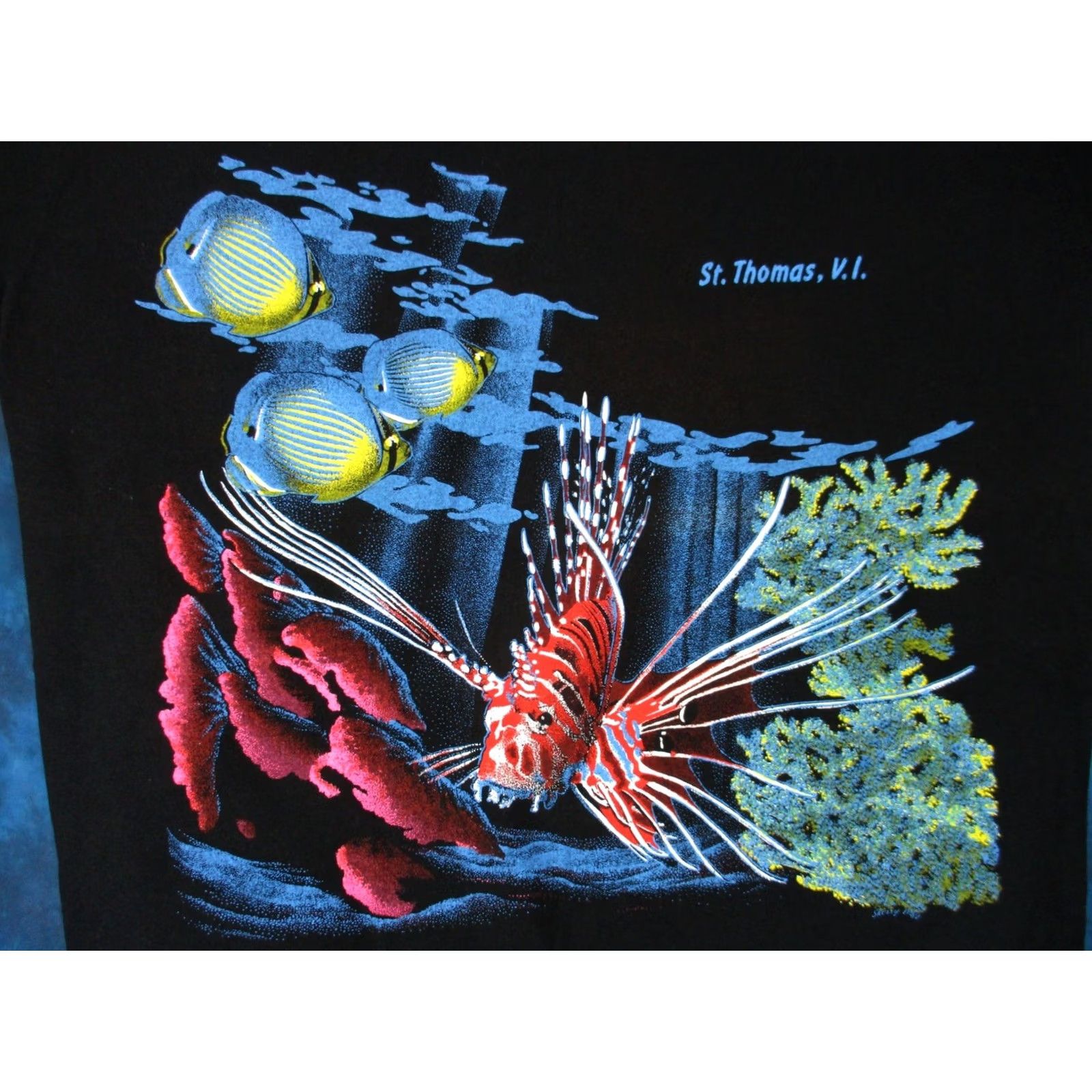 Vintage VINTAGE ST. THOMAS VIRGIN ISLAND OCEAN T-Shirt MEDIUM Men 80s 90s Black Crew Neck Short Sleeve Size US M / EU 48-50 / 2 - 6 Thumbnail
