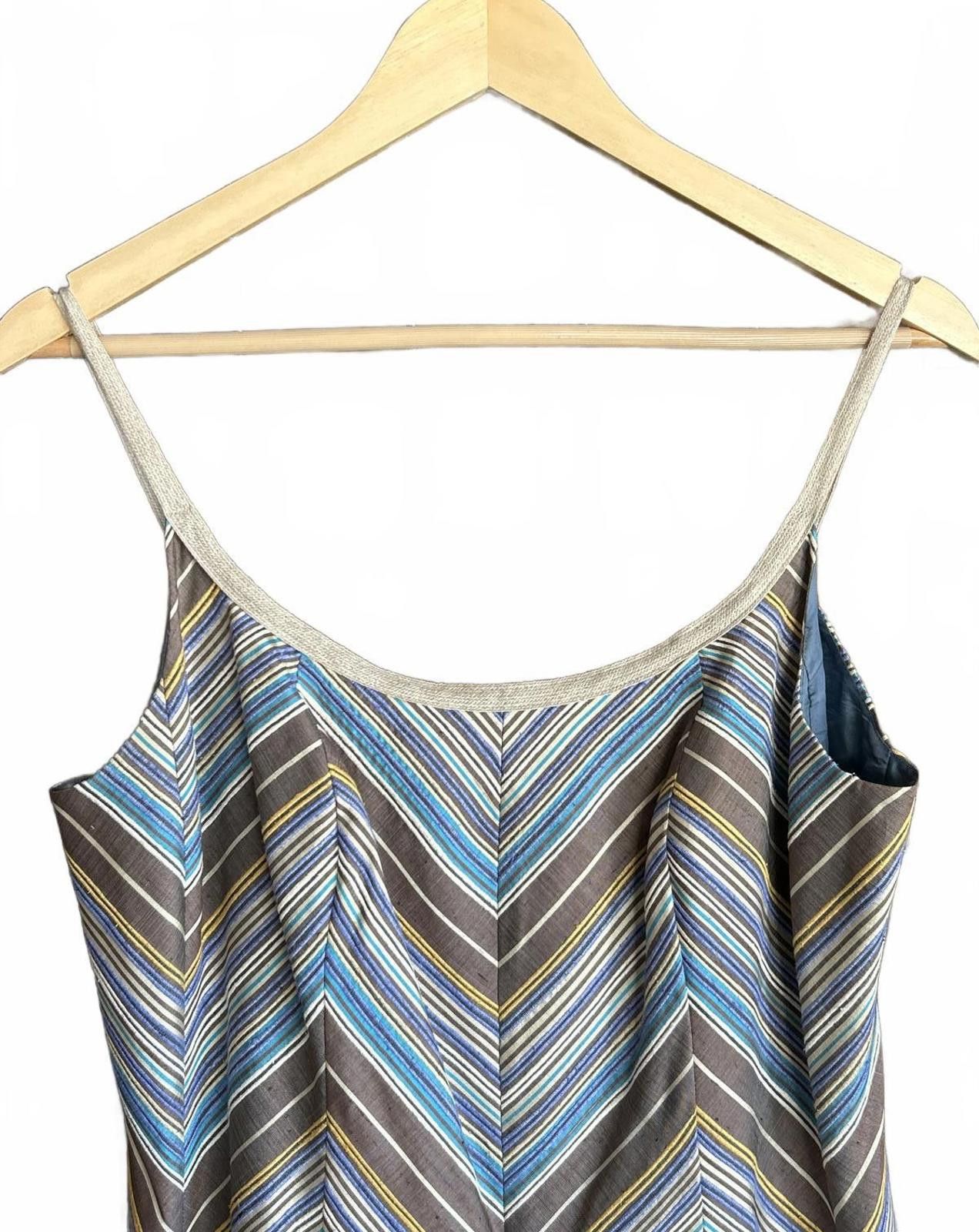 Designer Akris Punto Dress Sz 10 Multi-Color Striped Sleeveless Silk Size L / US 10 / IT 46 - 2 Thumbnail