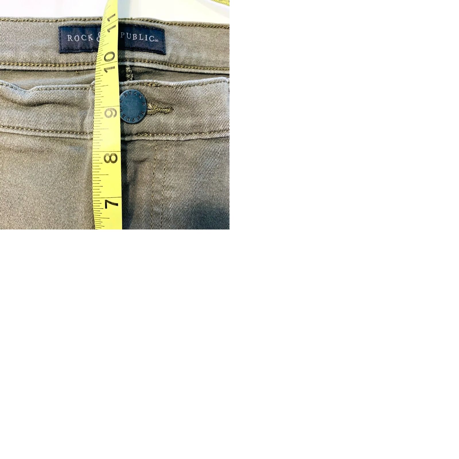Vintage Rock & Republic Kashmiere Stretch Skinny Jeans Jegging Army Green Womens 14M EUC Size 36" / US 14 / IT 50 - 9 Thumbnail