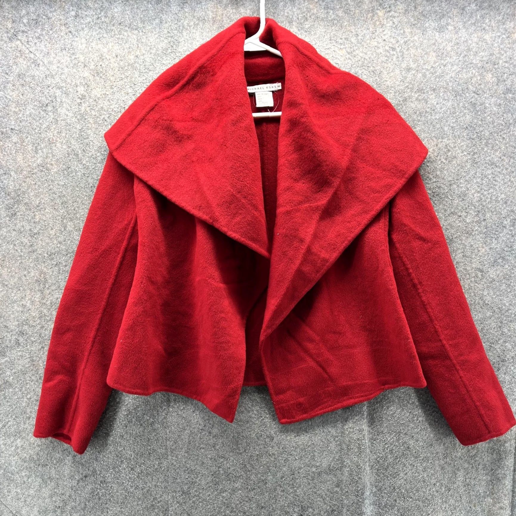 Michael Kors Michael Kors Jacket Womens 8 Red Wool Shawl Collar Open Front Made Italy Size M / US 6-8 / IT 42-44 - 2 Thumbnail