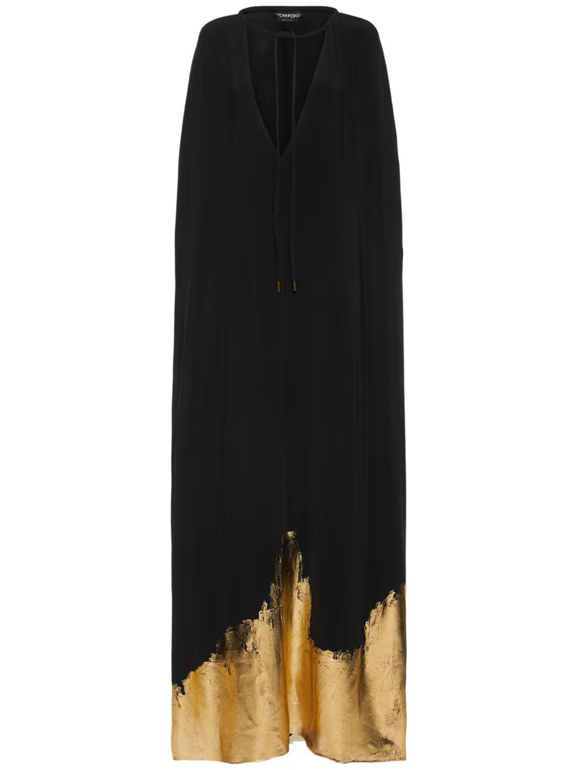 Tom Ford o1w1db10225 KFJ008 Kaftan Long Dress in Black Gold Size S / US 4 / IT 40 - 1 Preview