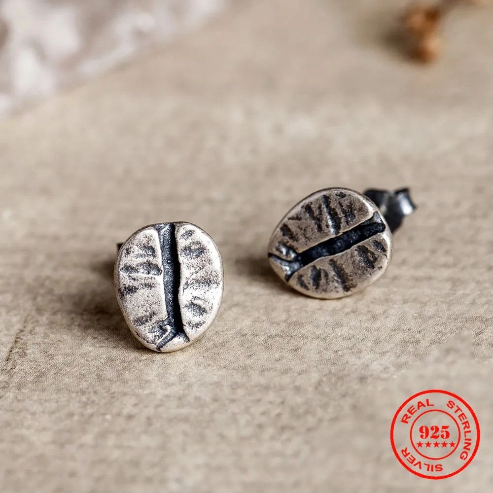 Jewelry Coffee Beans Stud Earrings 925 Sterling Ear Charms Gift Size ONE SIZE - 2 Thumbnail