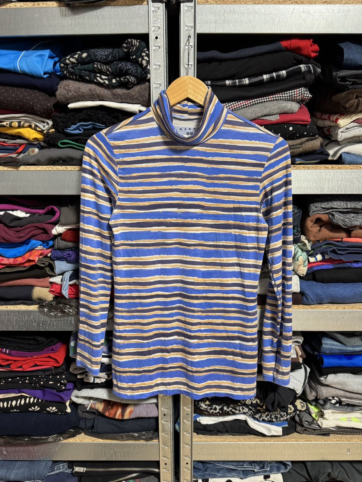 Marni Womens Uniqlo x Marni Striped Turtleneck Long Sleeve T-Shirt Size L / US 10 / IT 46 - 2 Thumbnail