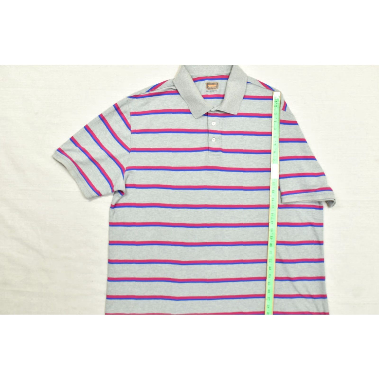 Vintage VINTAGE The Foundry Supply Co Men's 3XLT Grey Pink Blue Striped Short Sleeve Polo Shirt Size US XXL / EU 58 / 5 - 3 Thumbnail