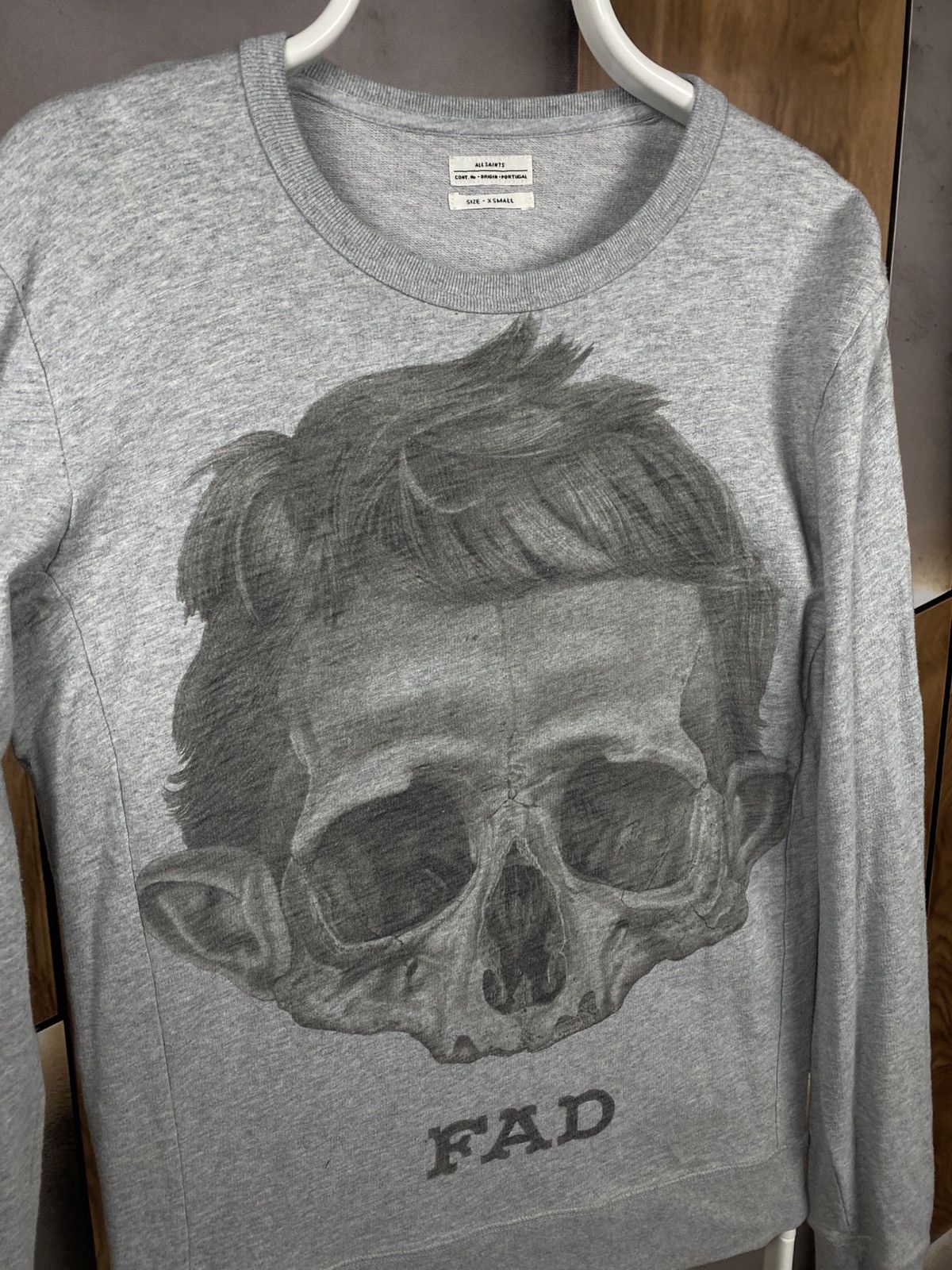 Allsaints 💀Vintage 90s Sweatshirt Allsaints Skeleton Fad Logo Tee💀 Size US XS / EU 42 / 0 - 2 Thumbnail