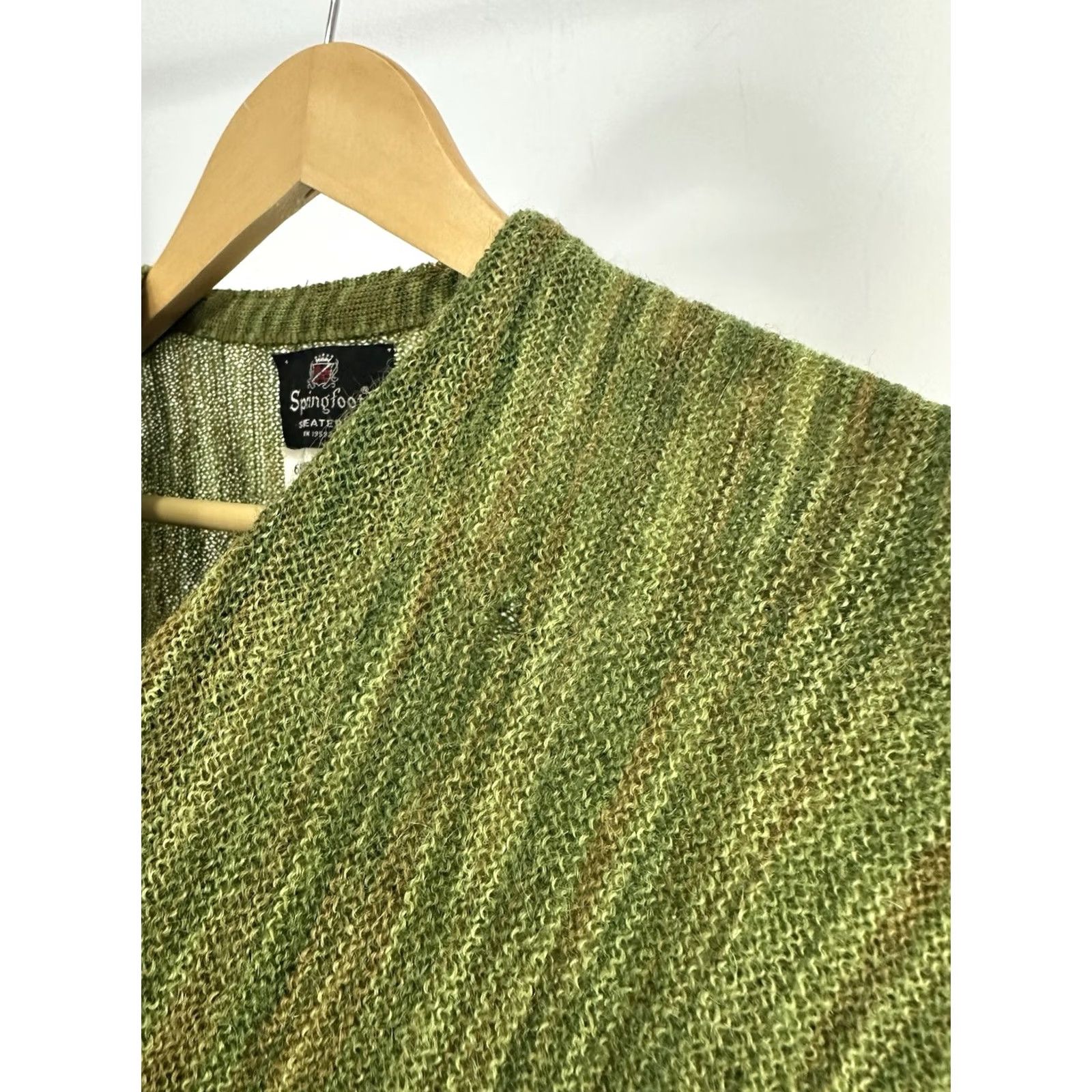 Vintage VTG 60s Springfoot Mohair Wool Blend Grinch Green Cardigan Sweater L Green Mens Shirt? Size US L / EU 52-54 / 3 - 5 Thumbnail
