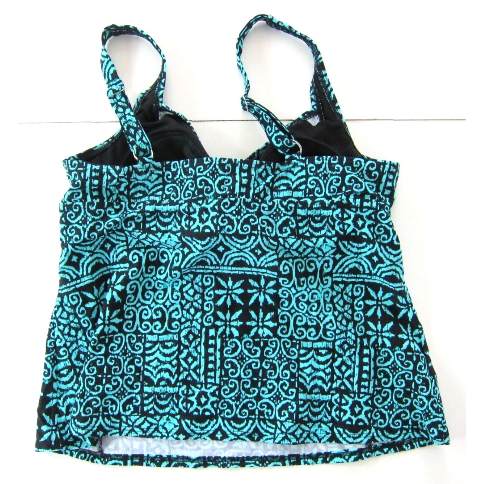 Vintage St. John's Bay Swimsuit Tankini Blue Aztec Built In Bra Women Size 18 Size ONE SIZE - 2 Thumbnail