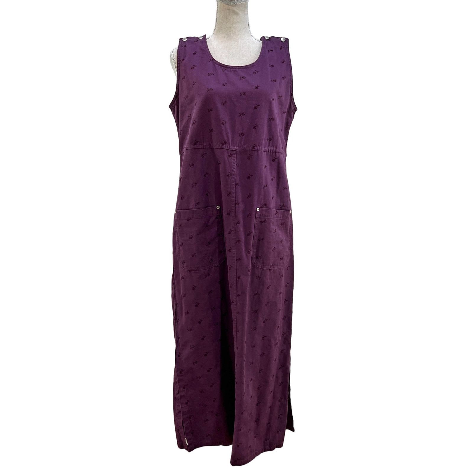 Denim & Co. Denim & Co Eyelet Cotton Twill Sleeveless Maxi Dress Purple Size M / US 6-8 / IT 42-44 - 1 Thumbnail