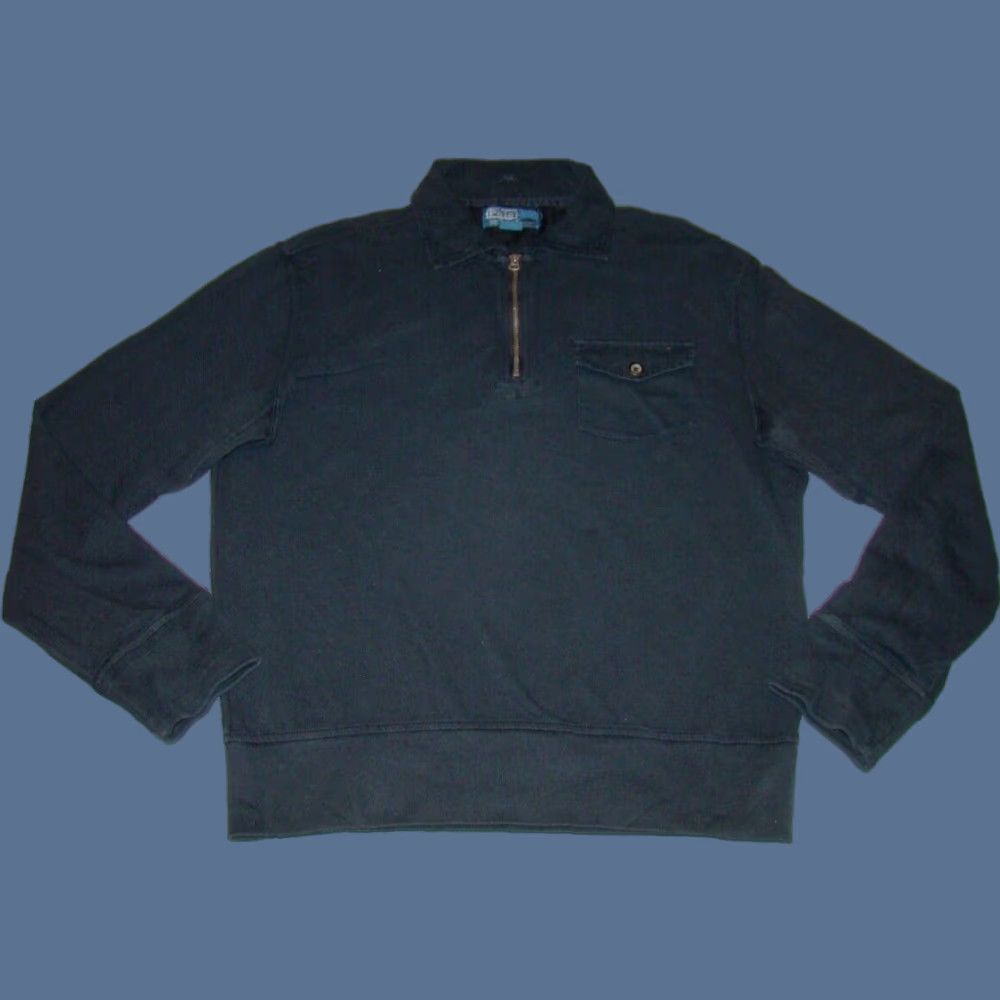 Polo Ralph Lauren VINTAGE Polo Ralph Lauren Shirt Mens M Black 1/4 Zip Long Sleeve Pocket Banded Size US M / EU 48-50 / 2 - 1 Thumbnail