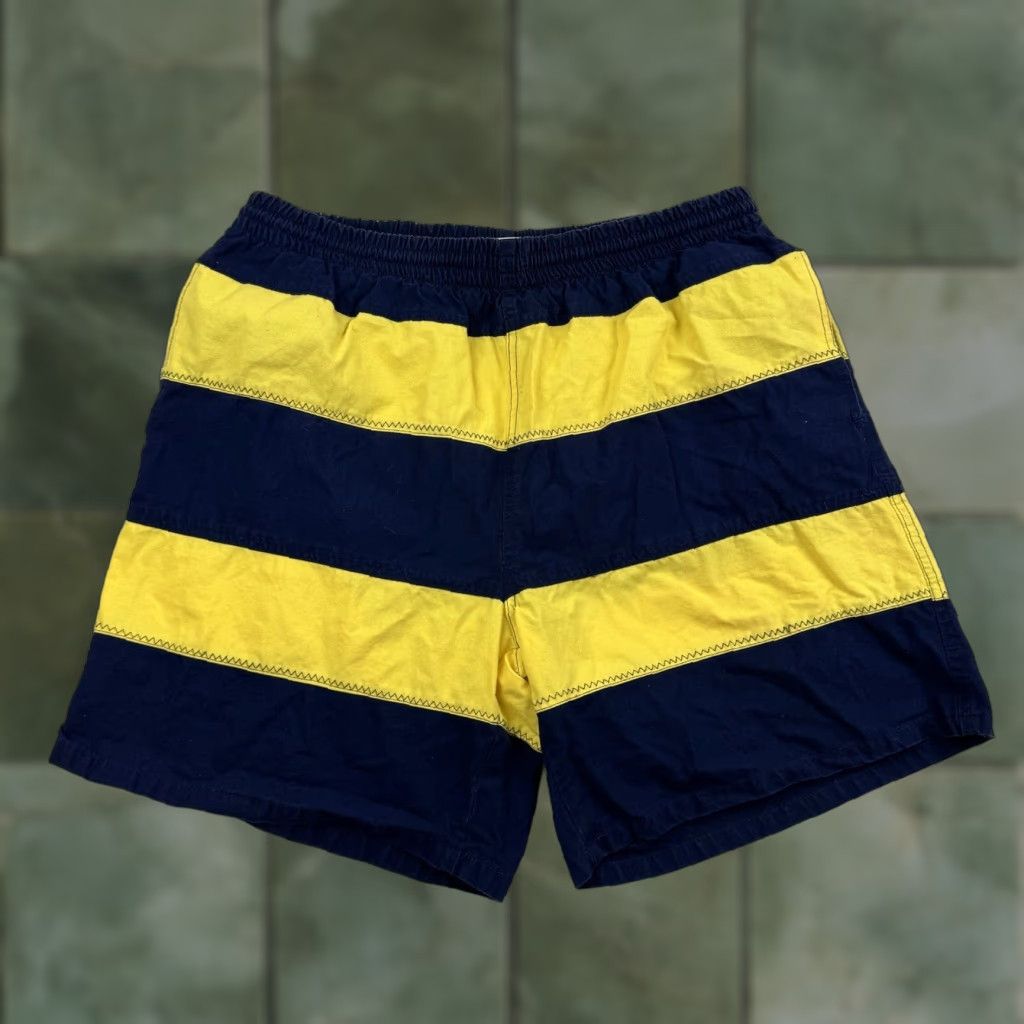 Vintage VINTAGE Key Elements Beach Trunks Bottom Mens L Blue Striped 90s Adult Large Shorts Size US 33 - 1 Thumbnail