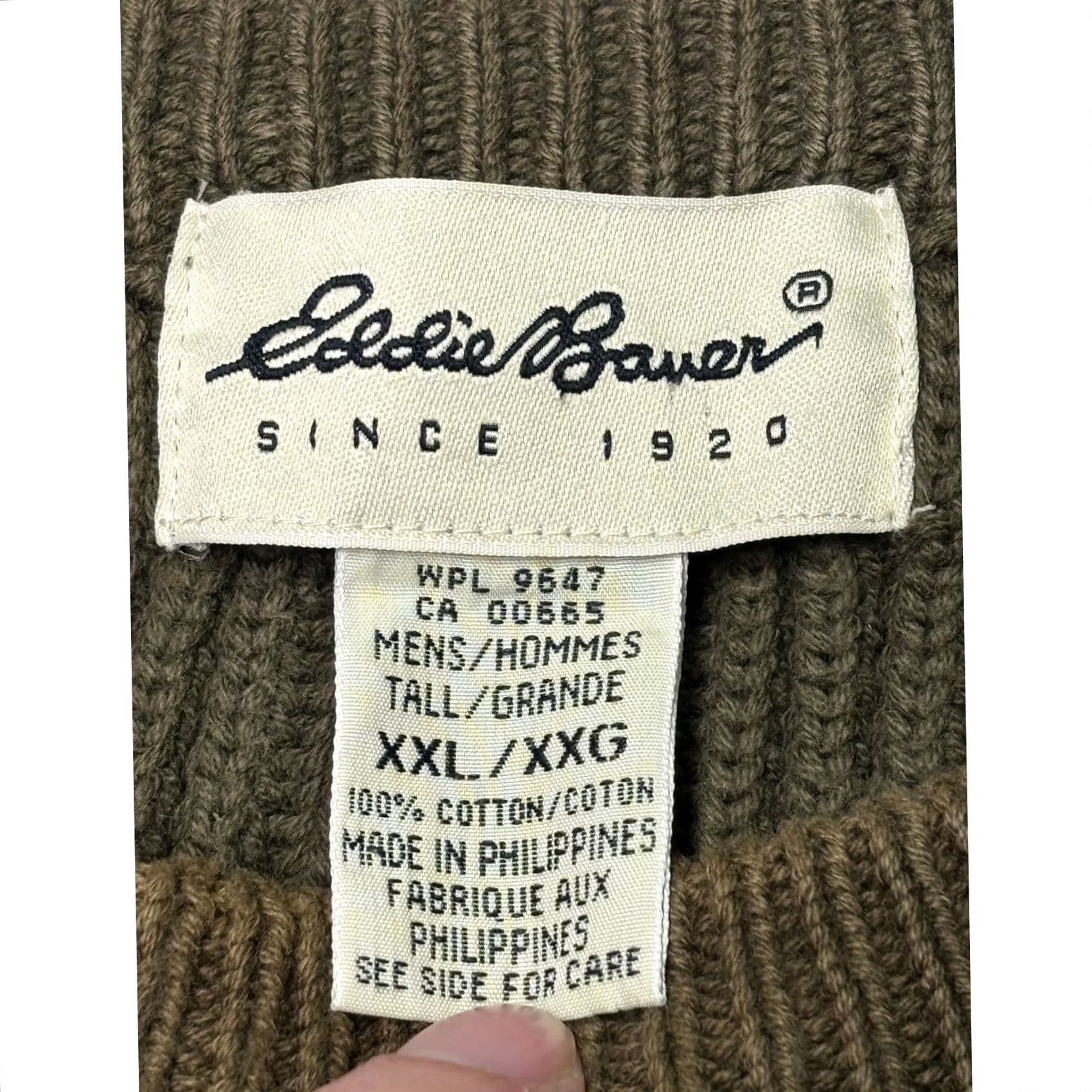 Eddie Bauer VINTAGE Eddie Bauer Mens 2XLT Olive Green Ribbed Knit Crewneck Sweater Size US XXL / EU 58 / 5 - 2 Thumbnail