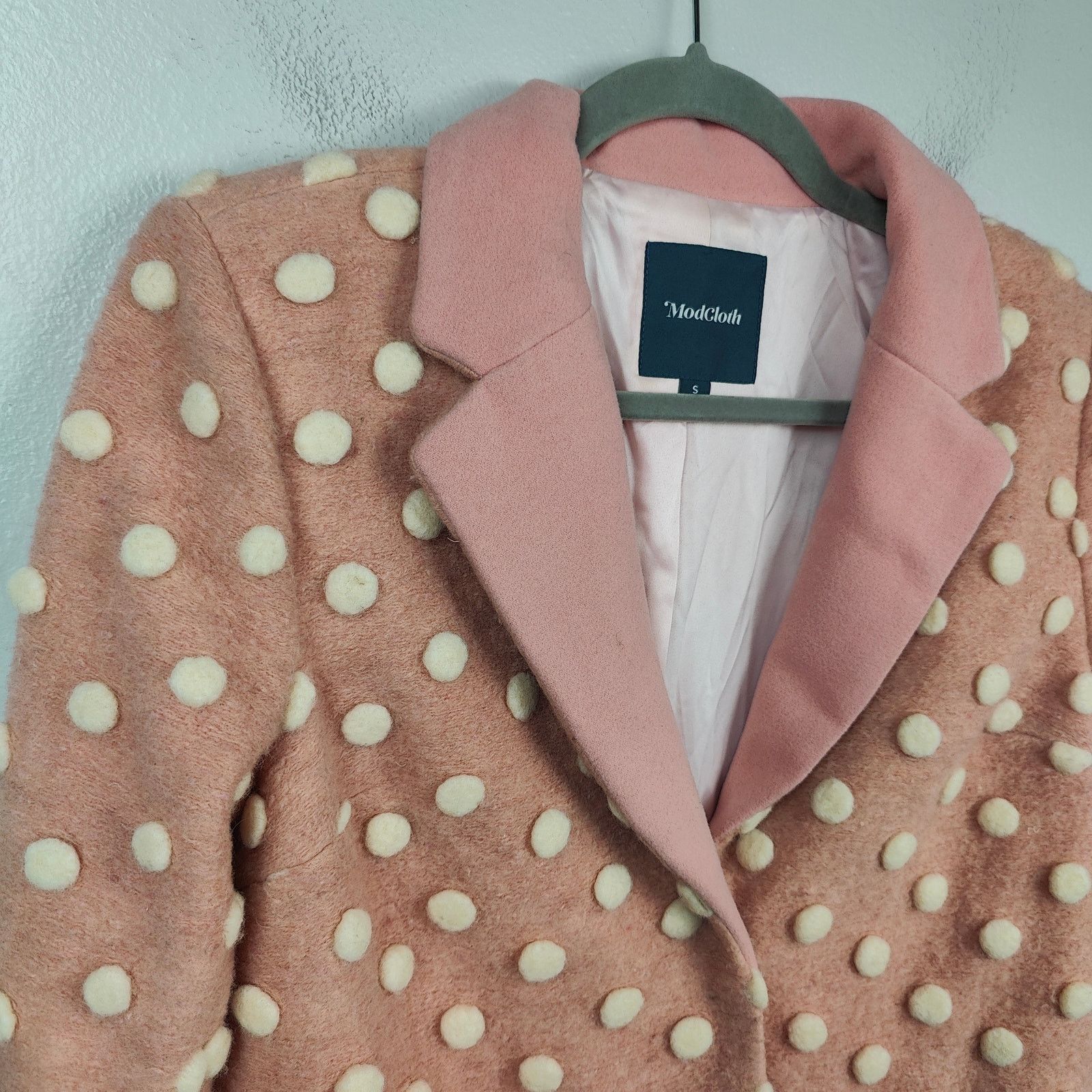 Other Modcloth 3D Polka Dot Coat Womens Small Pink White Size S / US 4 / IT 40 - 2 Thumbnail